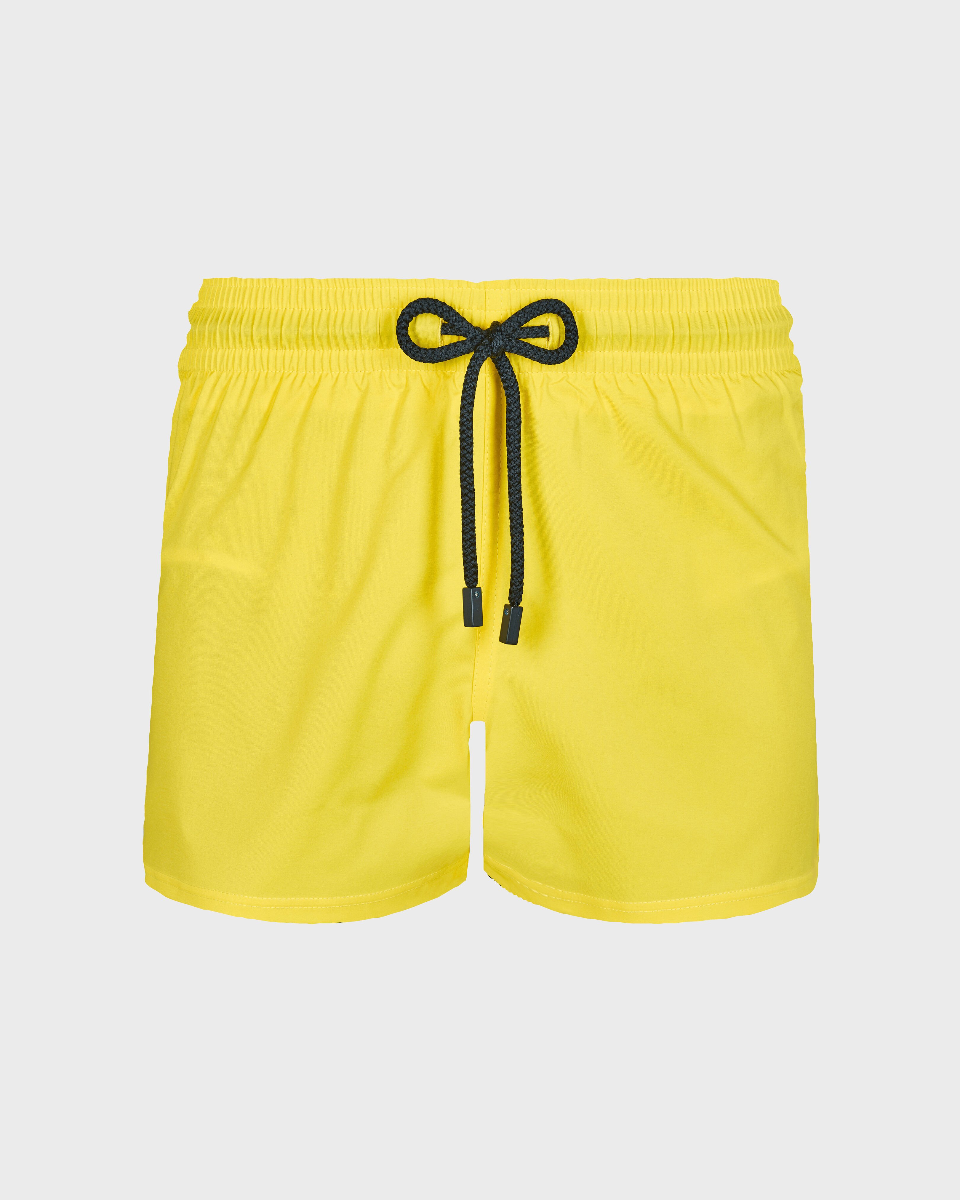 Costume da bagno corto uomo stretch e aderente a tinta unita LIMONE front view