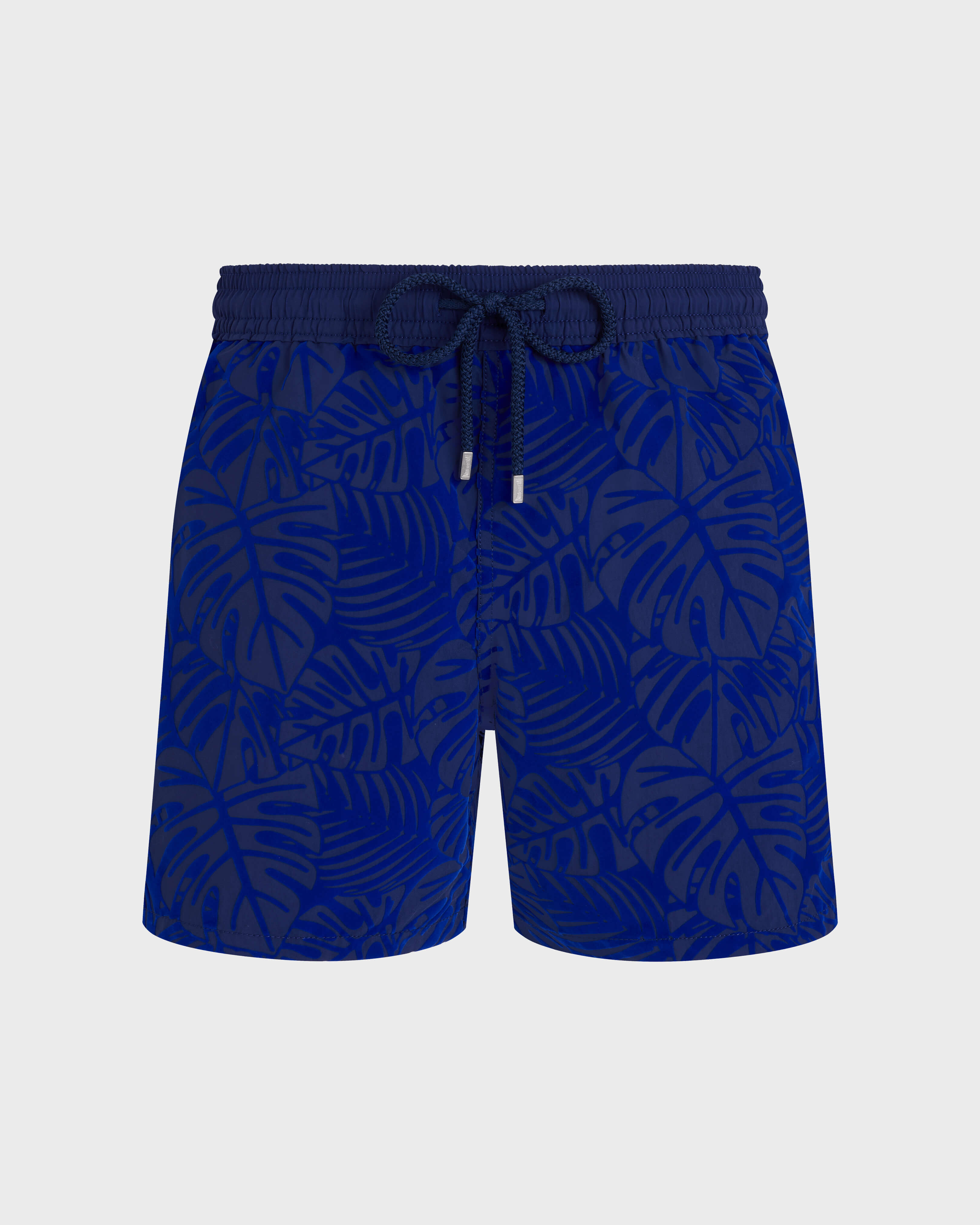 Beflockte Monstrera Badeshorts für Herren INK front view