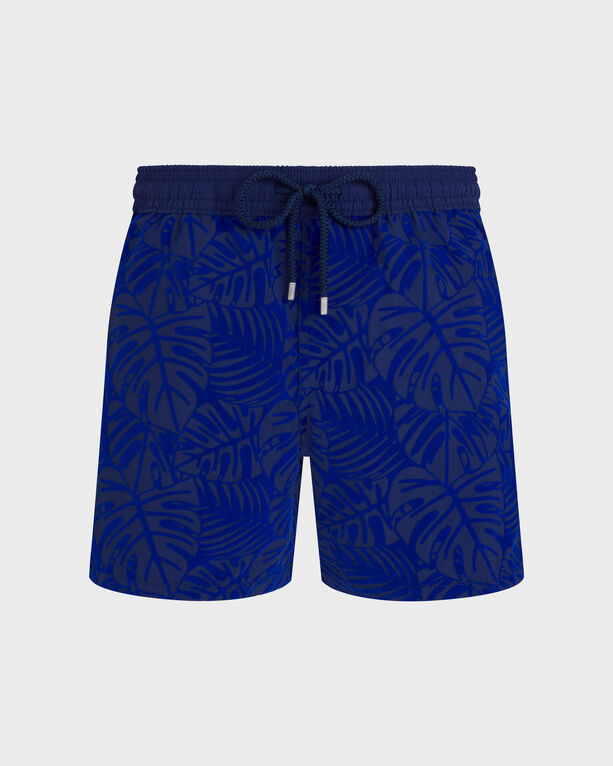 Vilebrequin - Men Swim Trunks Flocked Monstrera - Swimwear - Moorea - Blue - Size XS