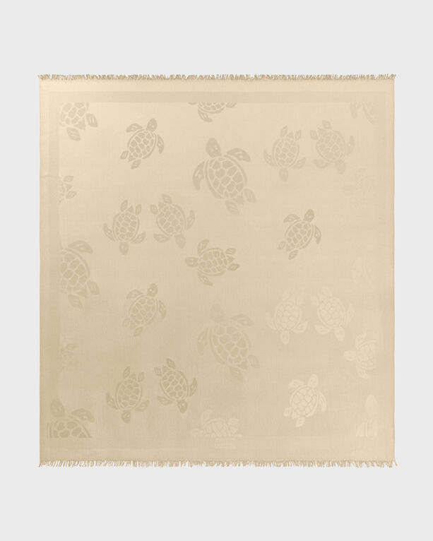 Vilebrequin - Wool And Silk Scarf Ronde Des Tortues - Scarves - Sublime - Beige - Size OSFA