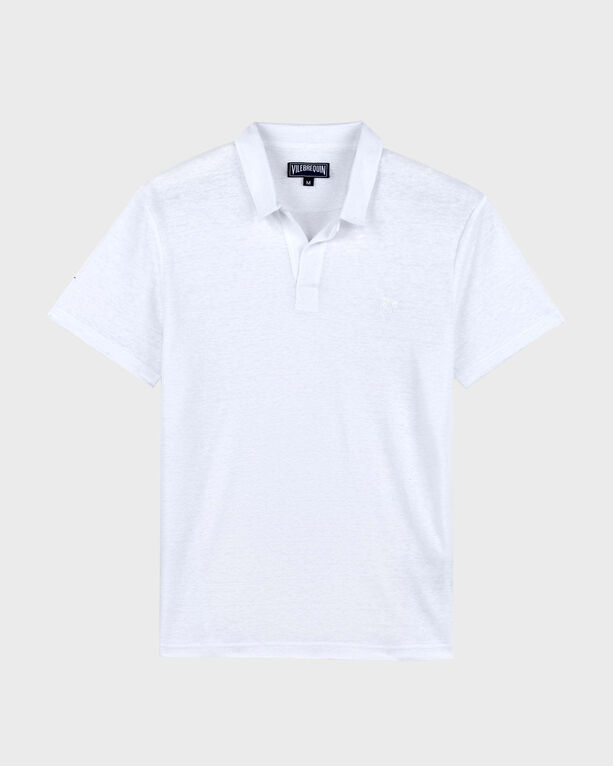 Vilebrequin - Men Linen Jersey Polo Shirt Solid - Polo - Pyramid - White - Size S