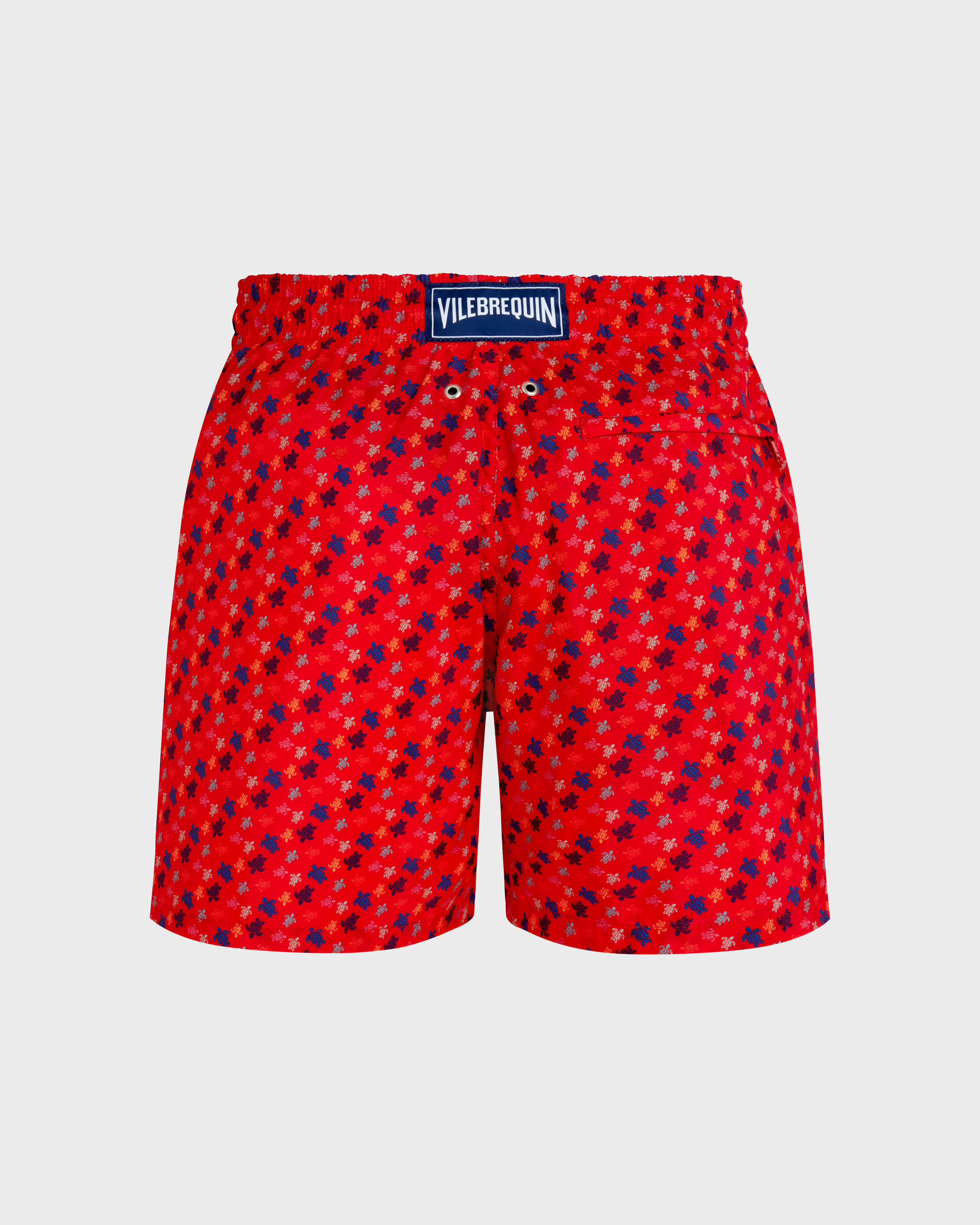 Men Swim Shorts Ultra-Light and Packable Micro Ronde Des Tortues Rainbow POPPY RED back view