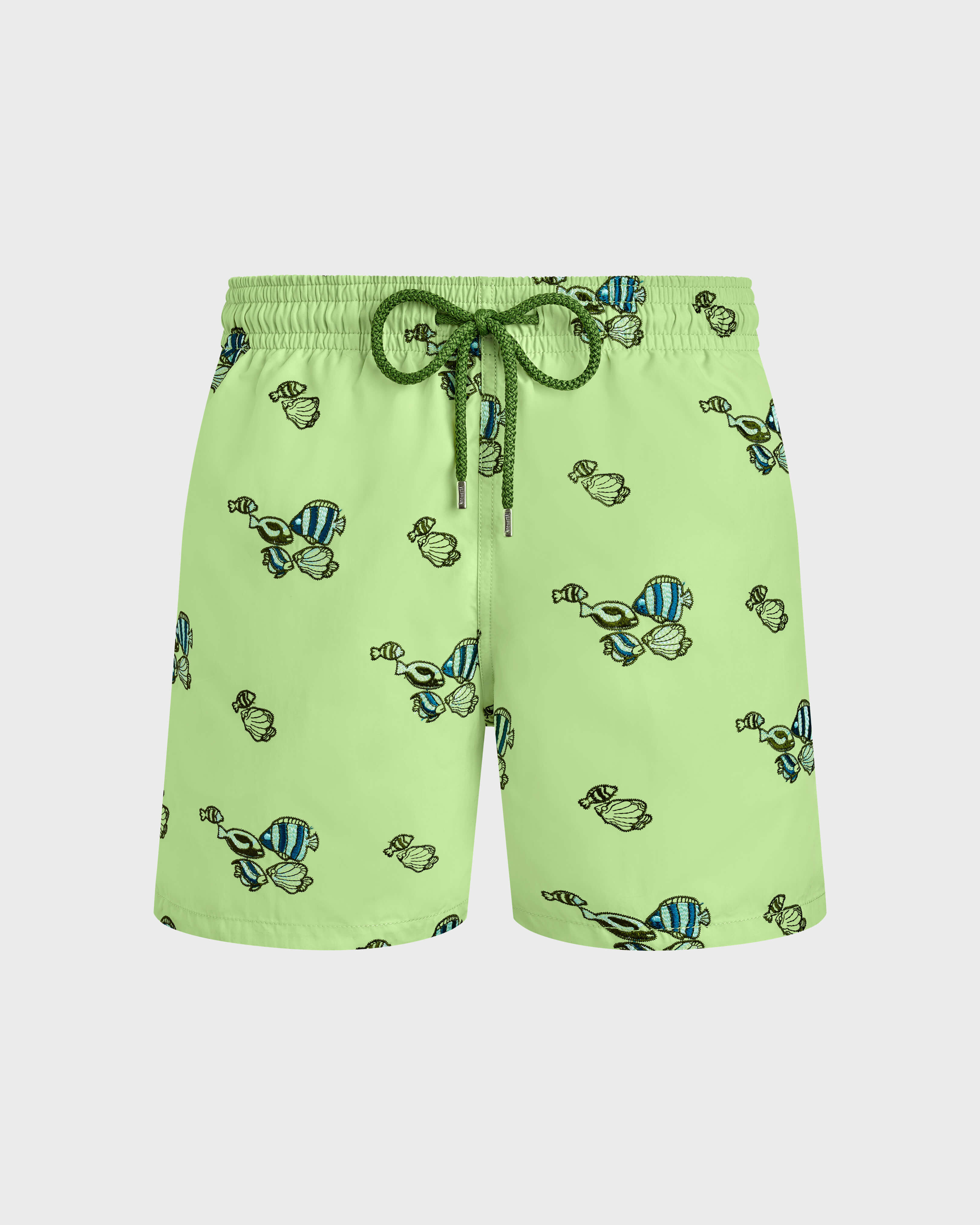 Men Swim trunks Embroidered Fishy Vibes MACAROON front view