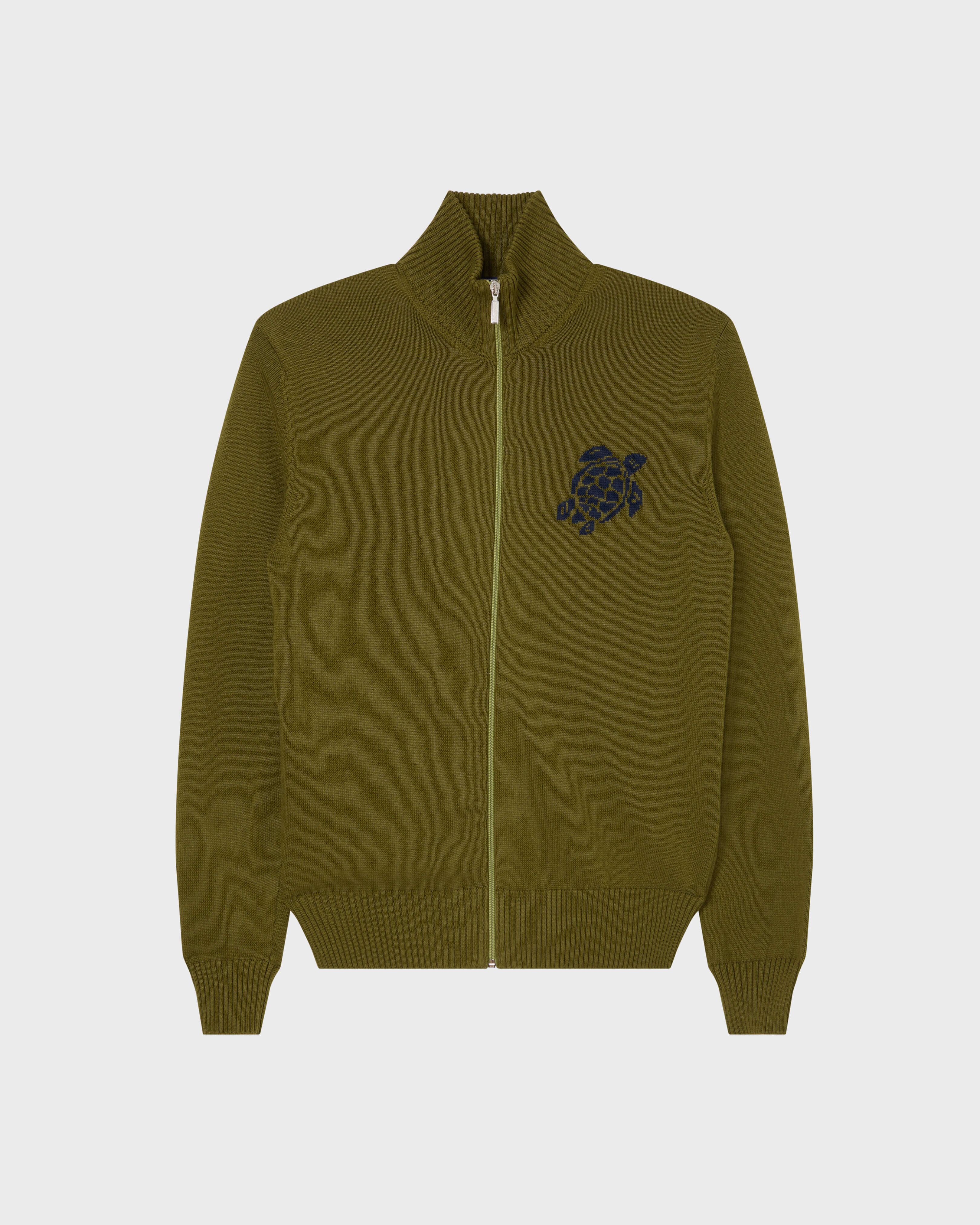Turtle Pullover mit Reißverschluss aus Baumwolle und Kaschmir für Herren KHAKI front view
