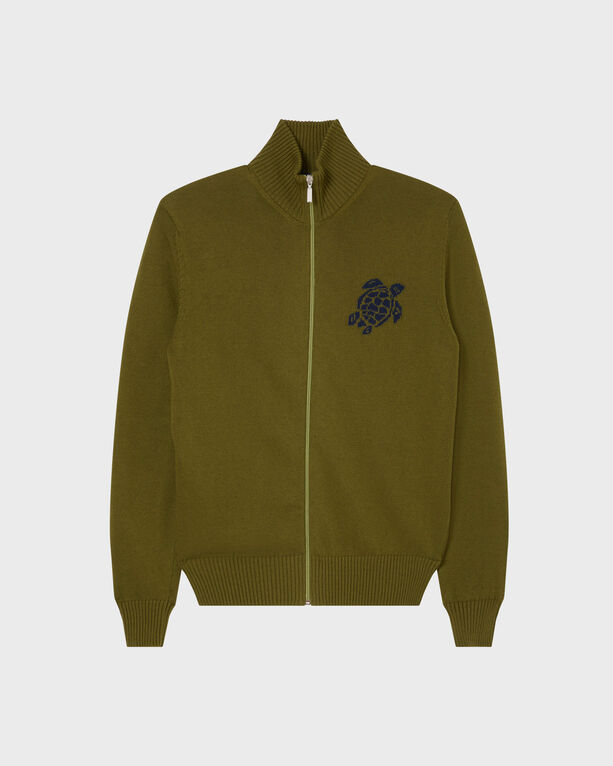 Vilebrequin - Men Cotton And Cashmere Full Zip Sweater Turtle - Pullover - Petrus - Green - Size XL