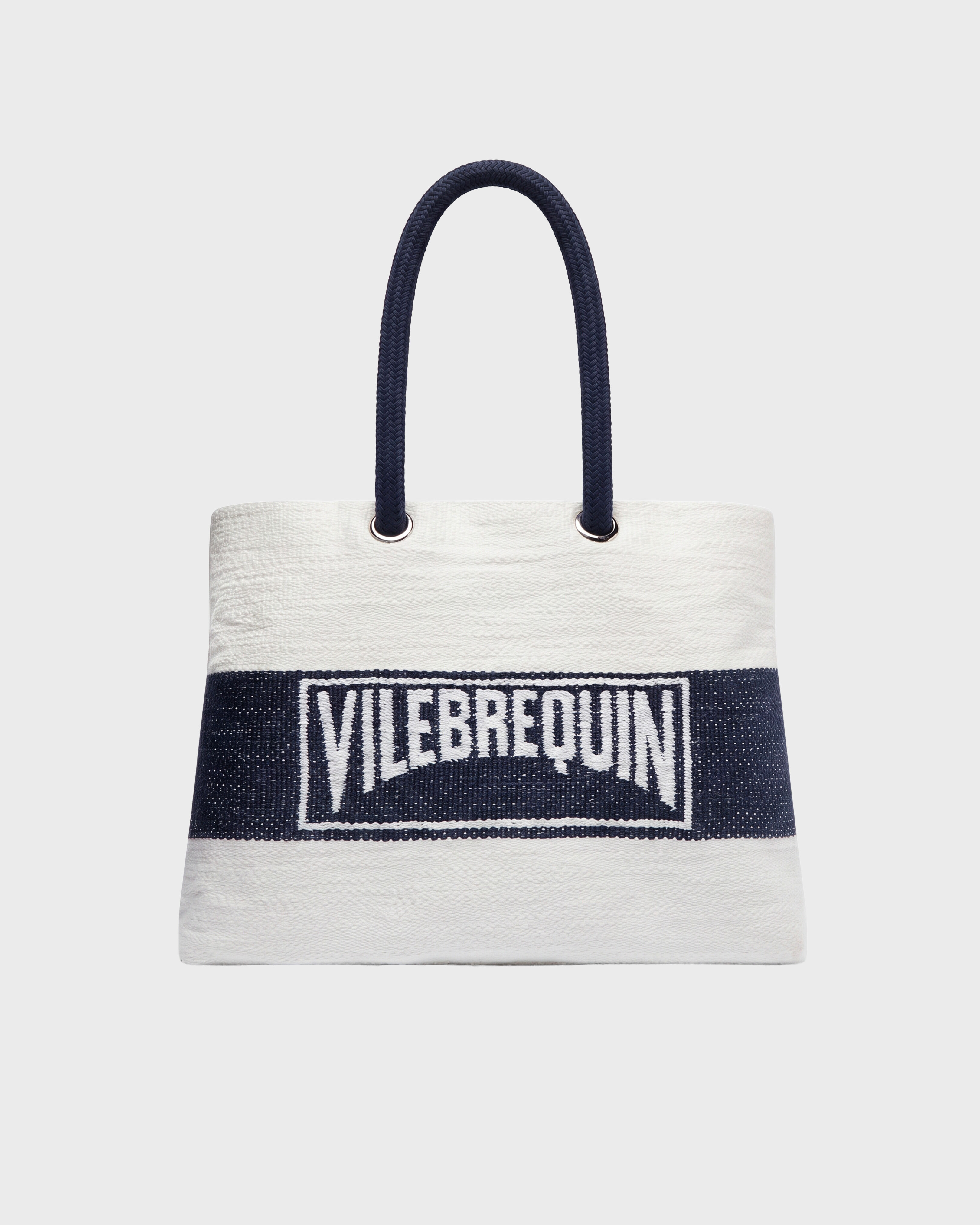 Vilebrequin Strandtasche aus gewebter Baumwolle MARINEBLAU front view