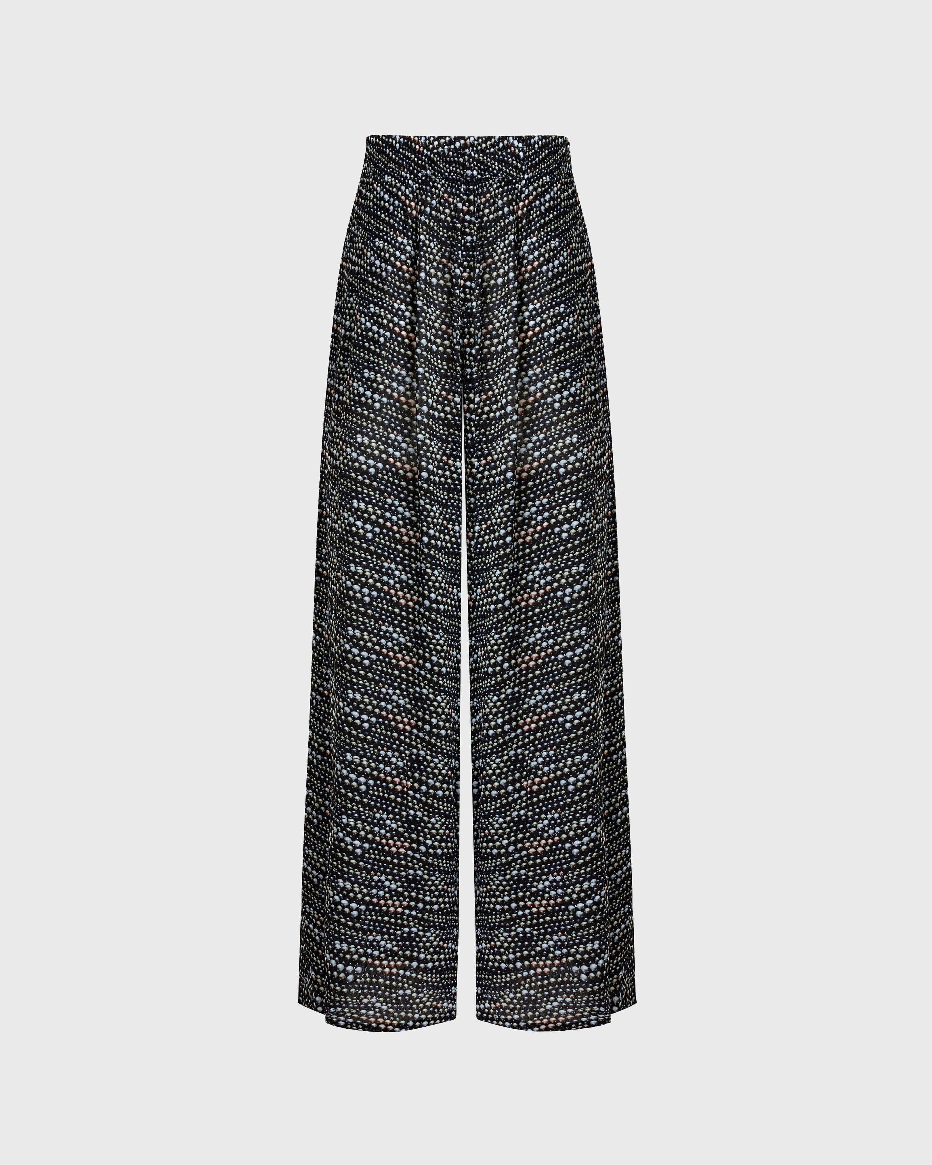 Women Wide-leg Viscose Pants Pearl BLACK front view