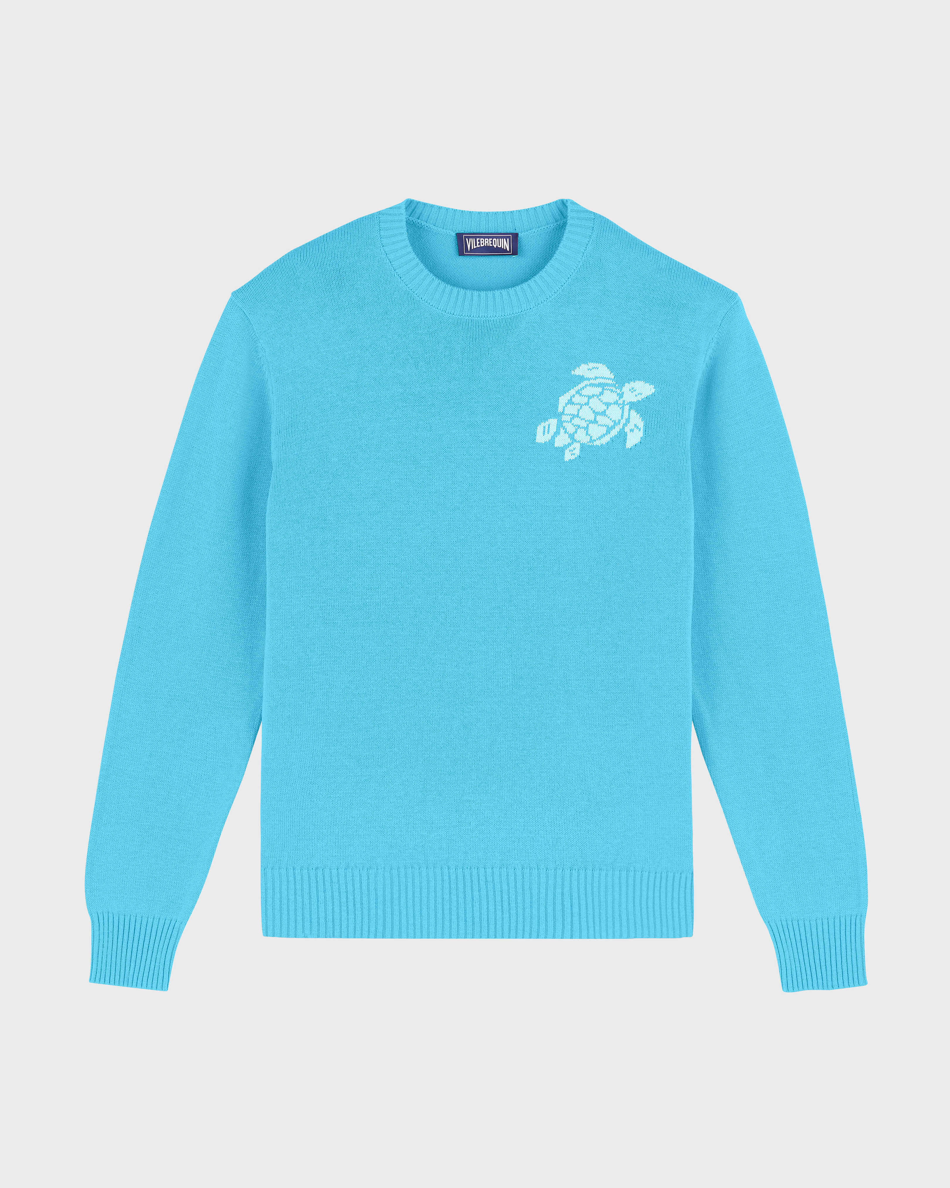 Men Wool and Cashmere Sweater Turtle TROPEZIAN BLUE front view