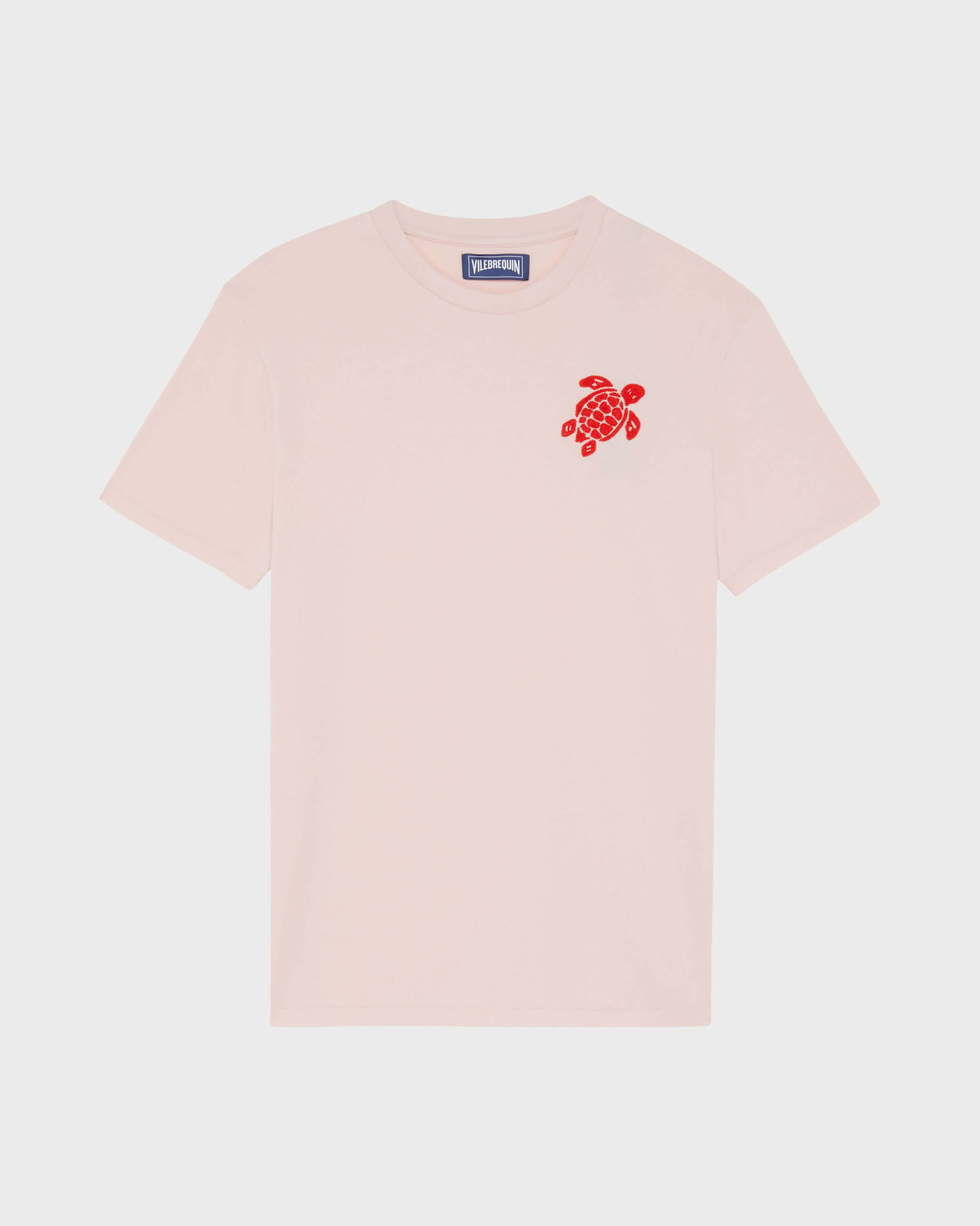 Men Organic Cotton T-shirt Embroidered Turtle PEONY front view