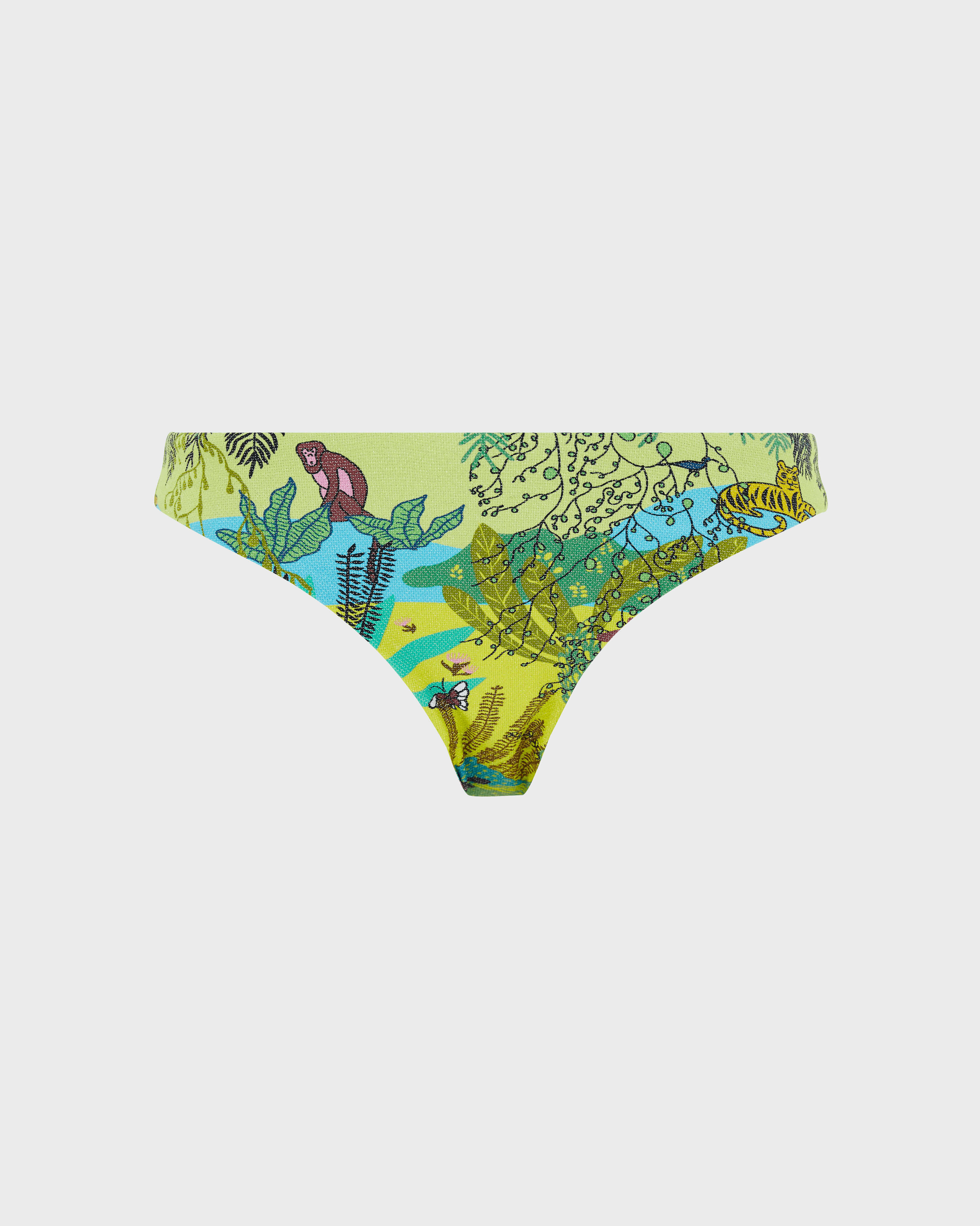 Braguita de bikini de talle medio con estampado Jungle Rousseau para mujer JENGIBRE front view