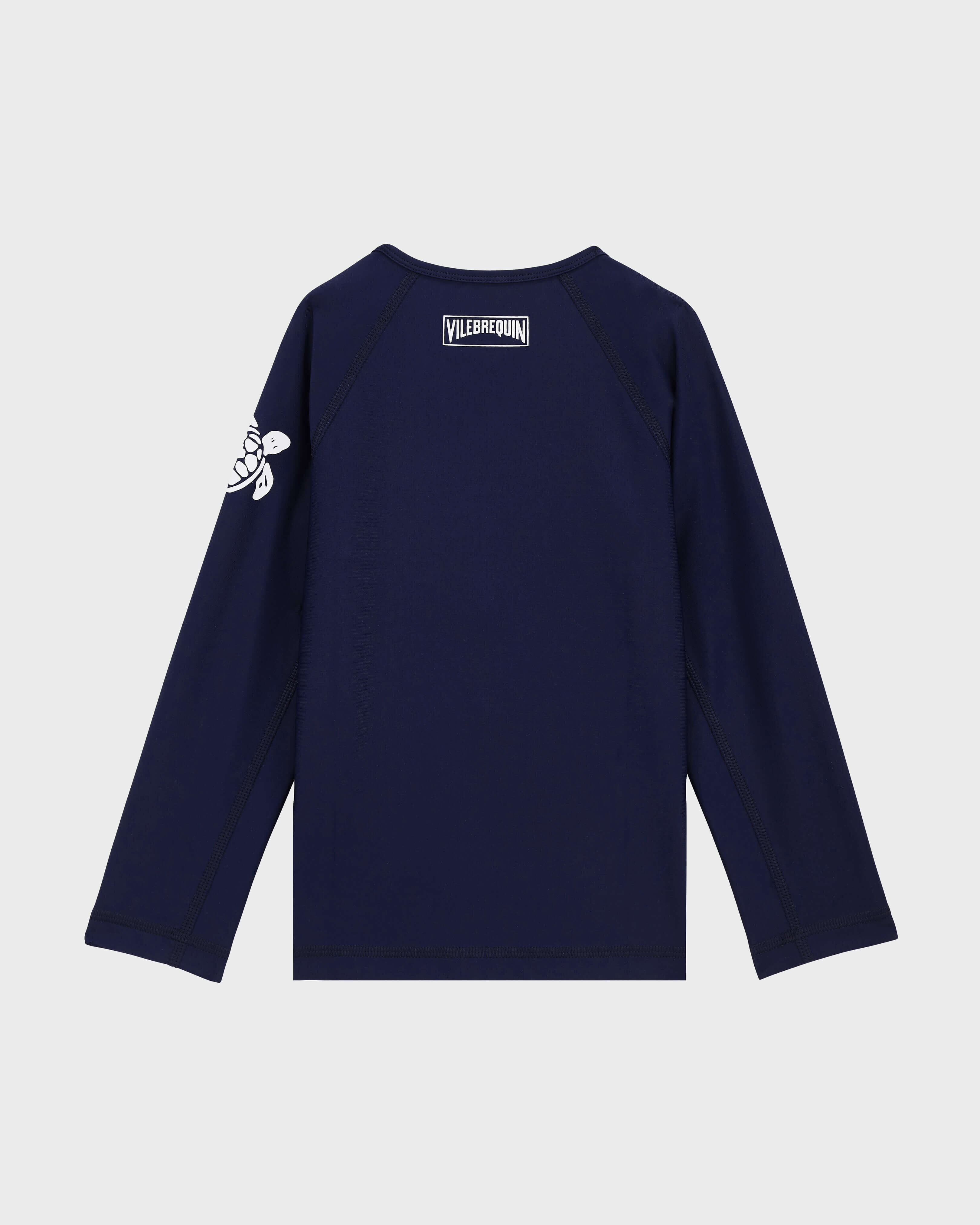 Kids Long Sleeves Rashguard Solid NAVY back view