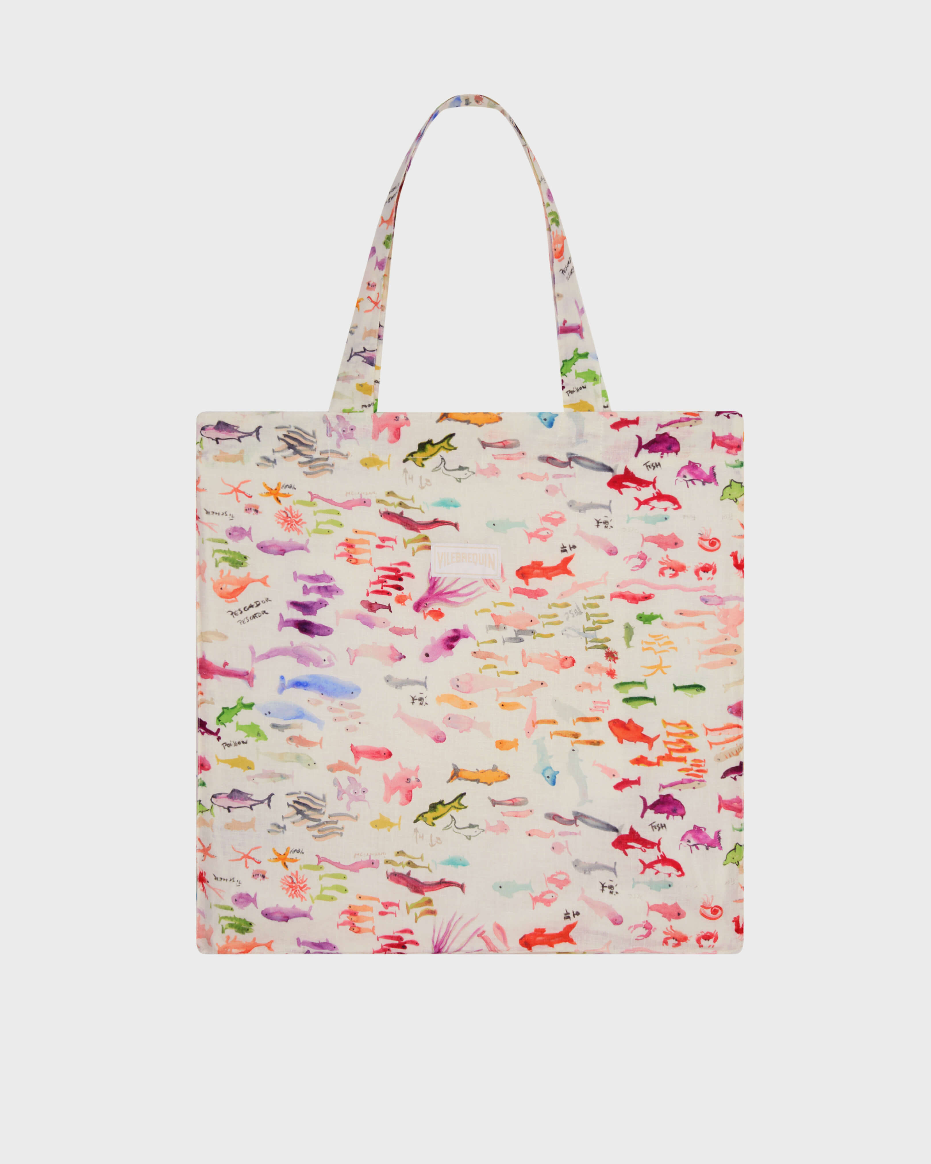 Linen Tote Bag Pescador - VBQ x Fabrice Hyber PAPIER front view