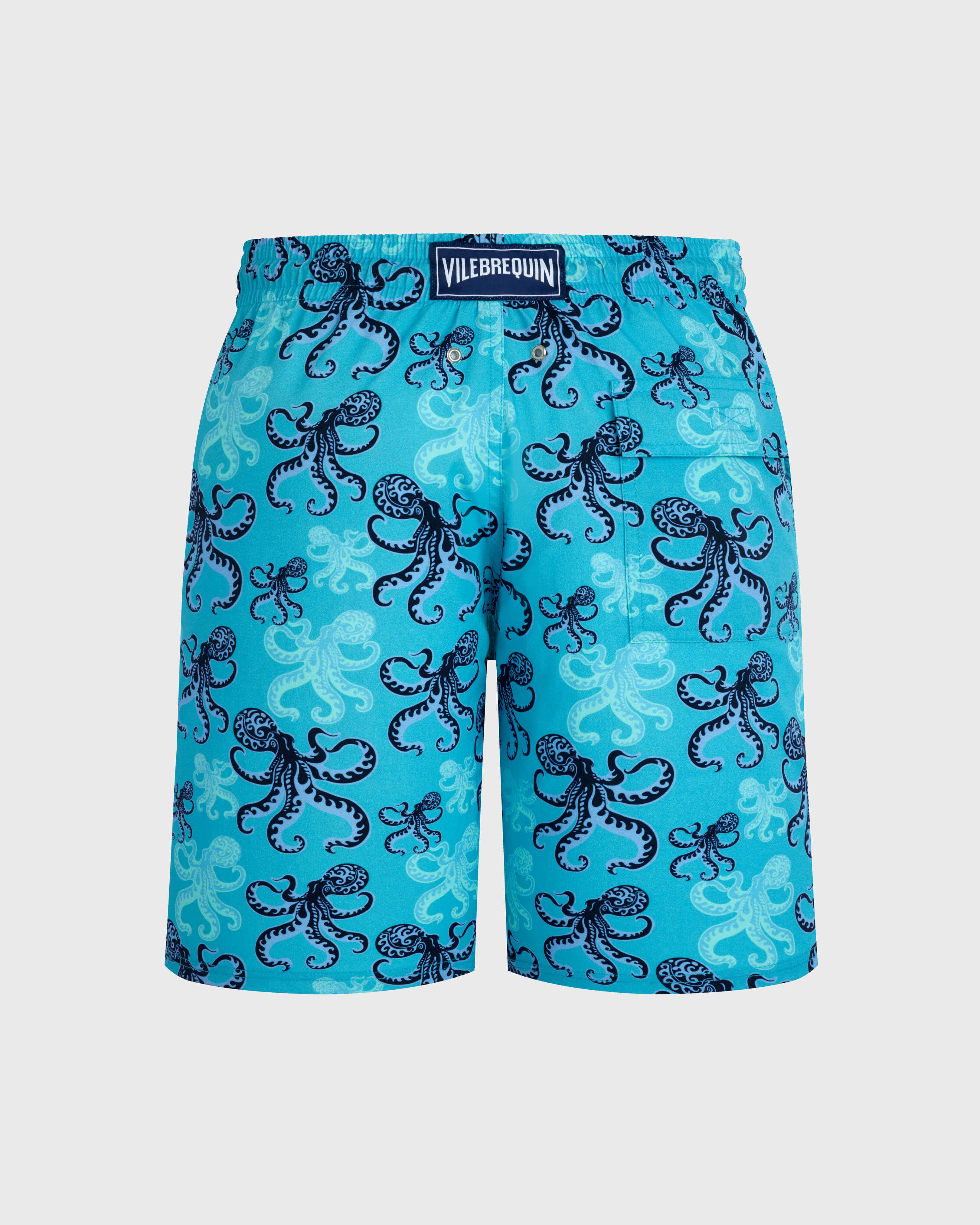 Men Stretch Long Swim Trunks Poulpes BORA BORA back view