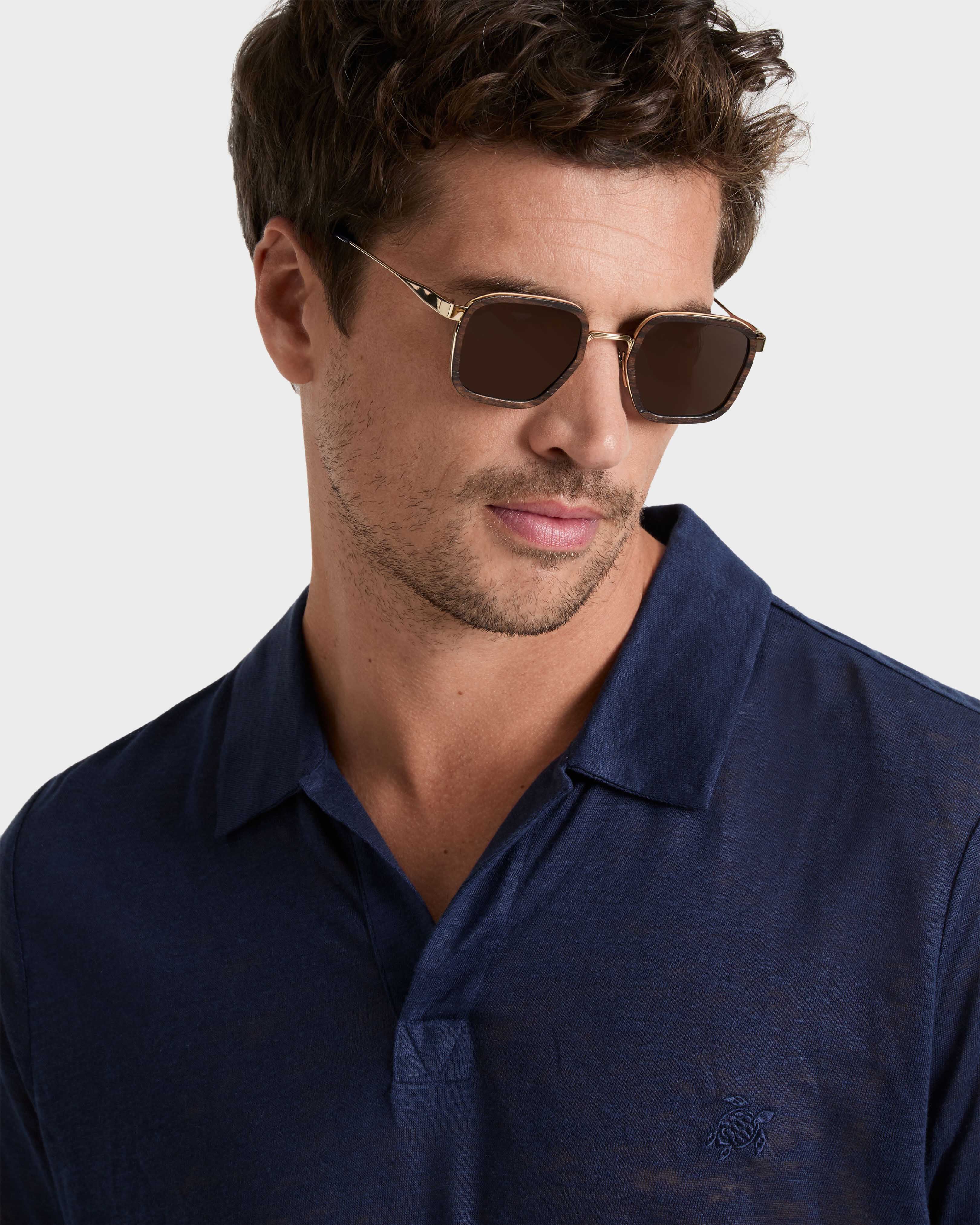 Ebonywood Sunglasses YELLOW GOLDEN frontworn view