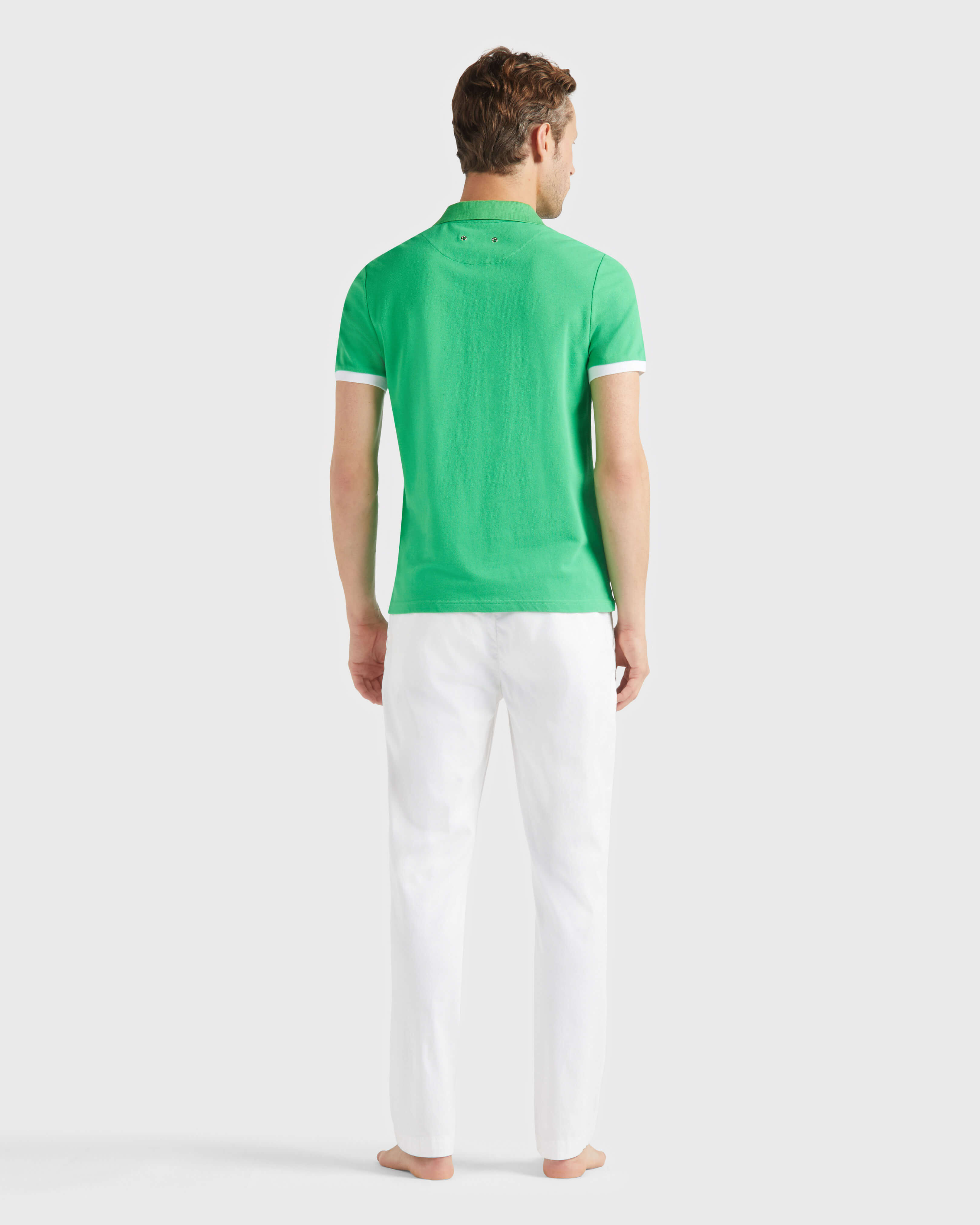 Men Organic Cotton Pique Polo Shirt Solid LASER backworn view