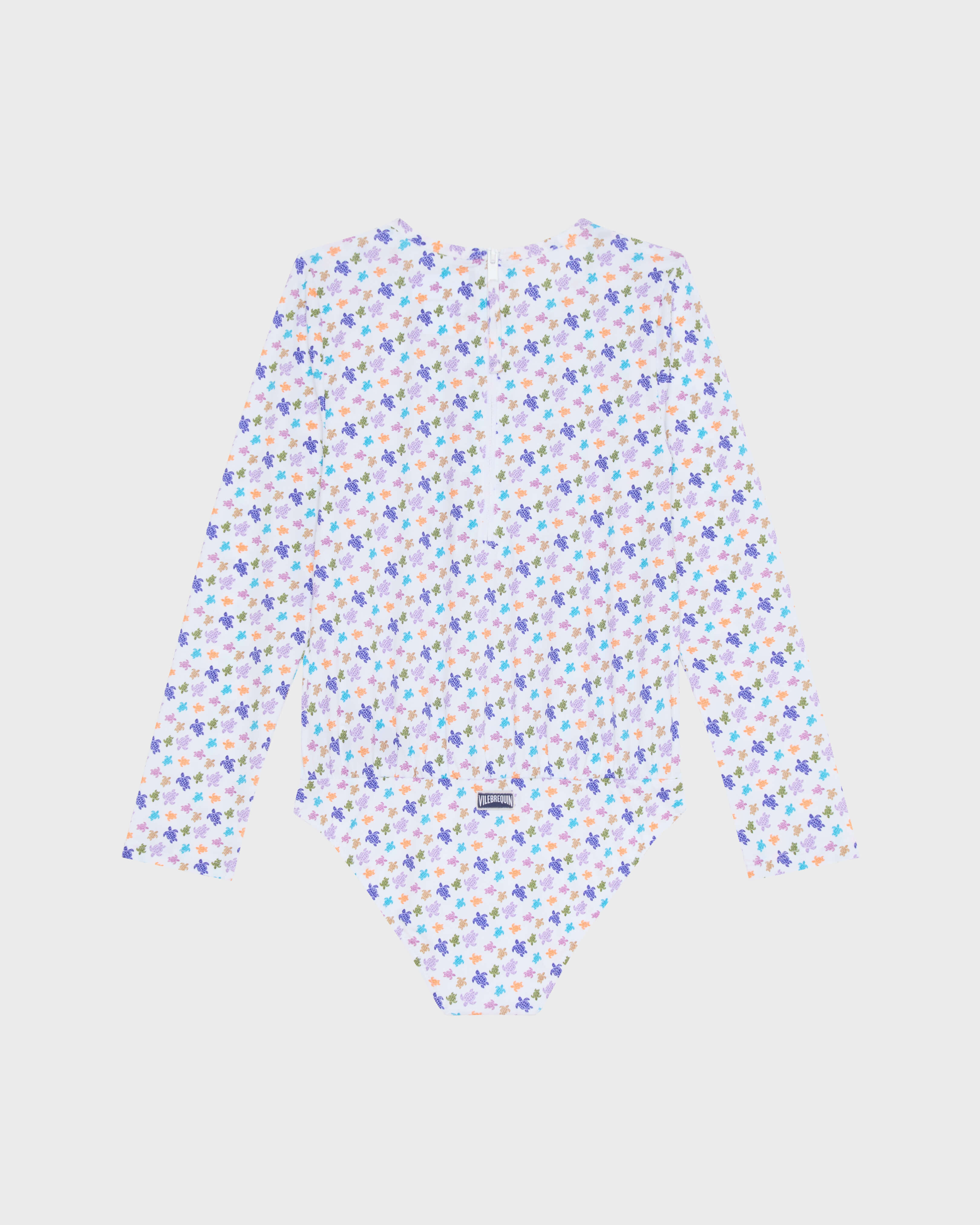 Rash guard bambina intera con zip Micro Ronde des Tortues BIANCO back view