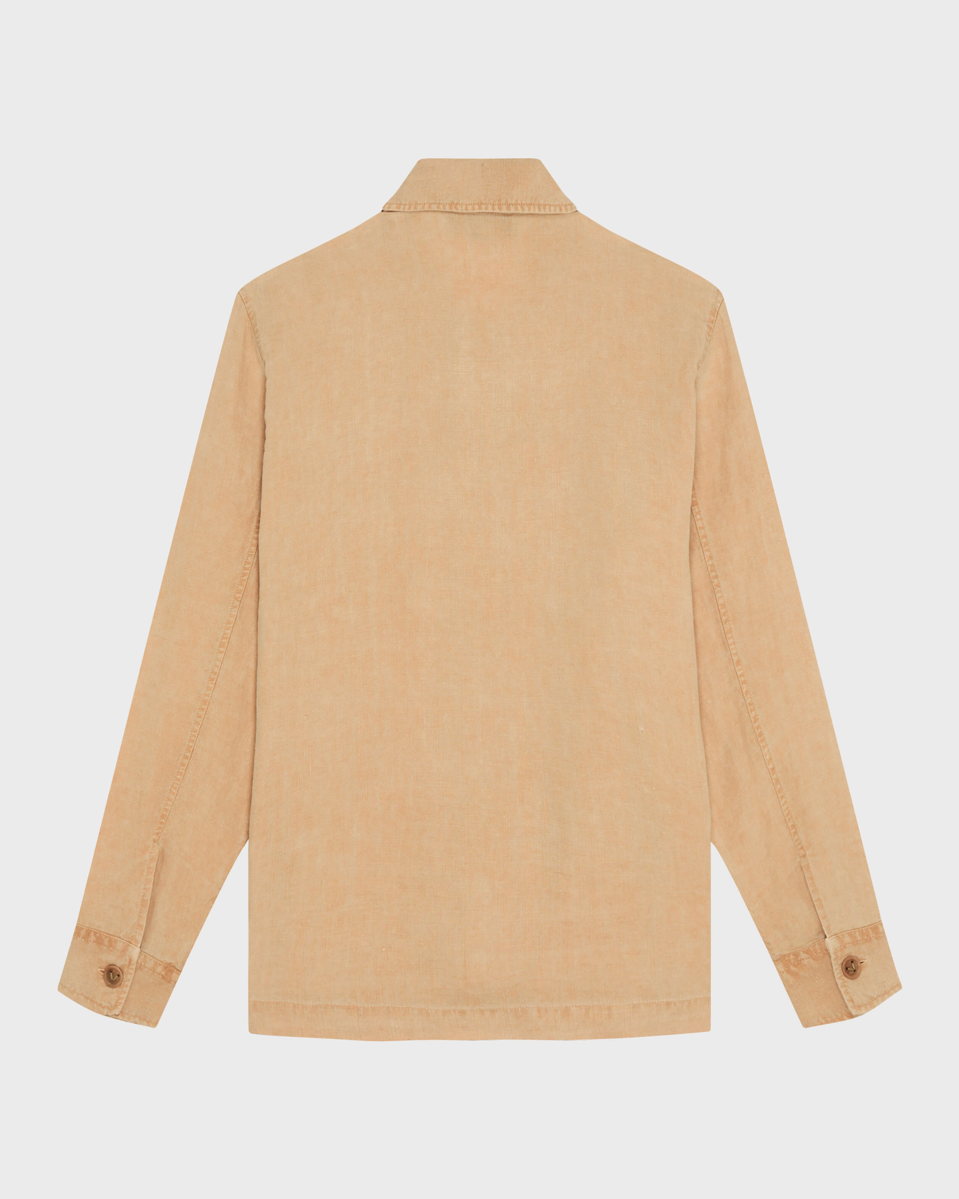 Sobrecamisa de lino con tinte mineral para hombre MOCHA back view