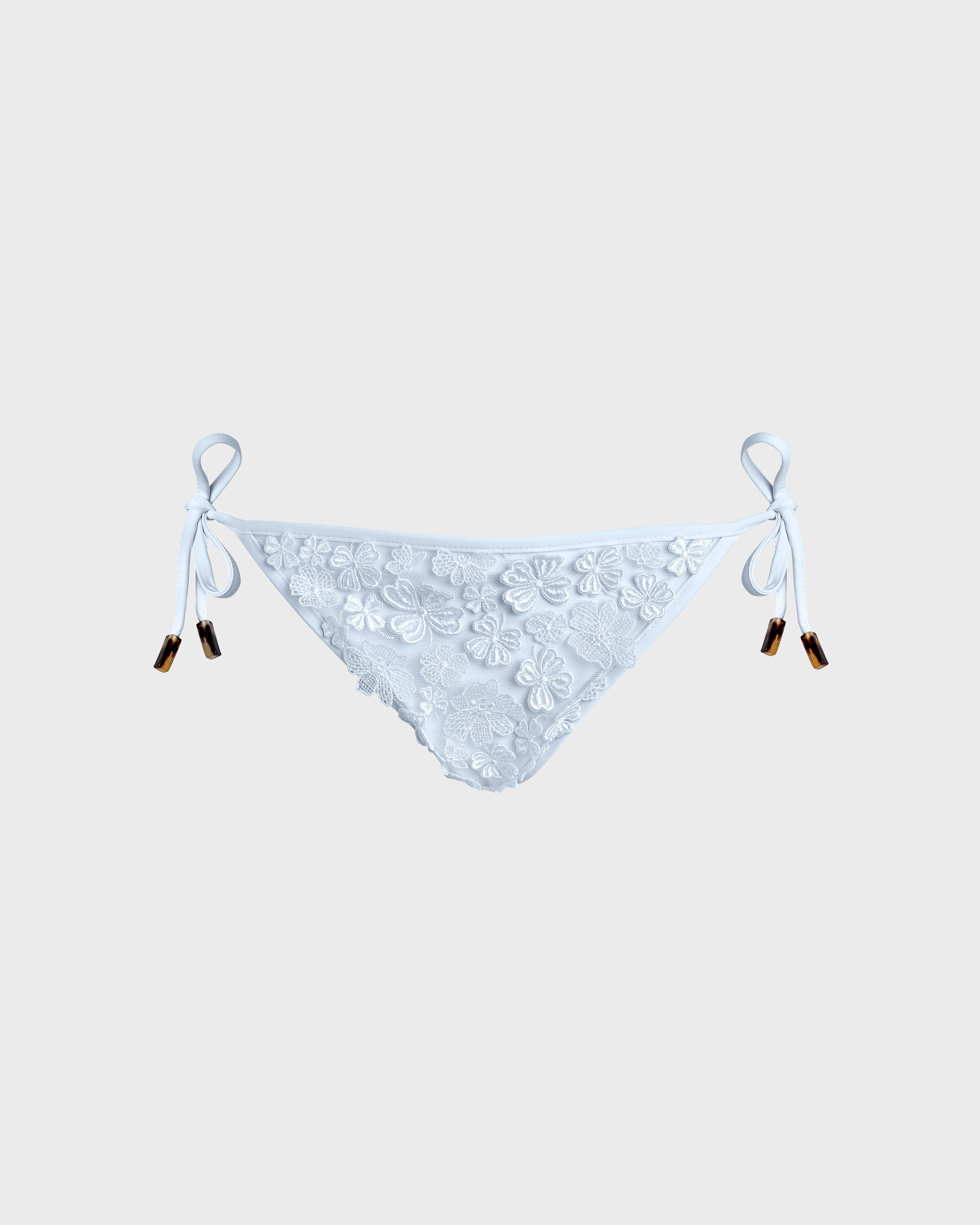 Women Bikini Bottom Embroidered Guipure Florale WHITE front view