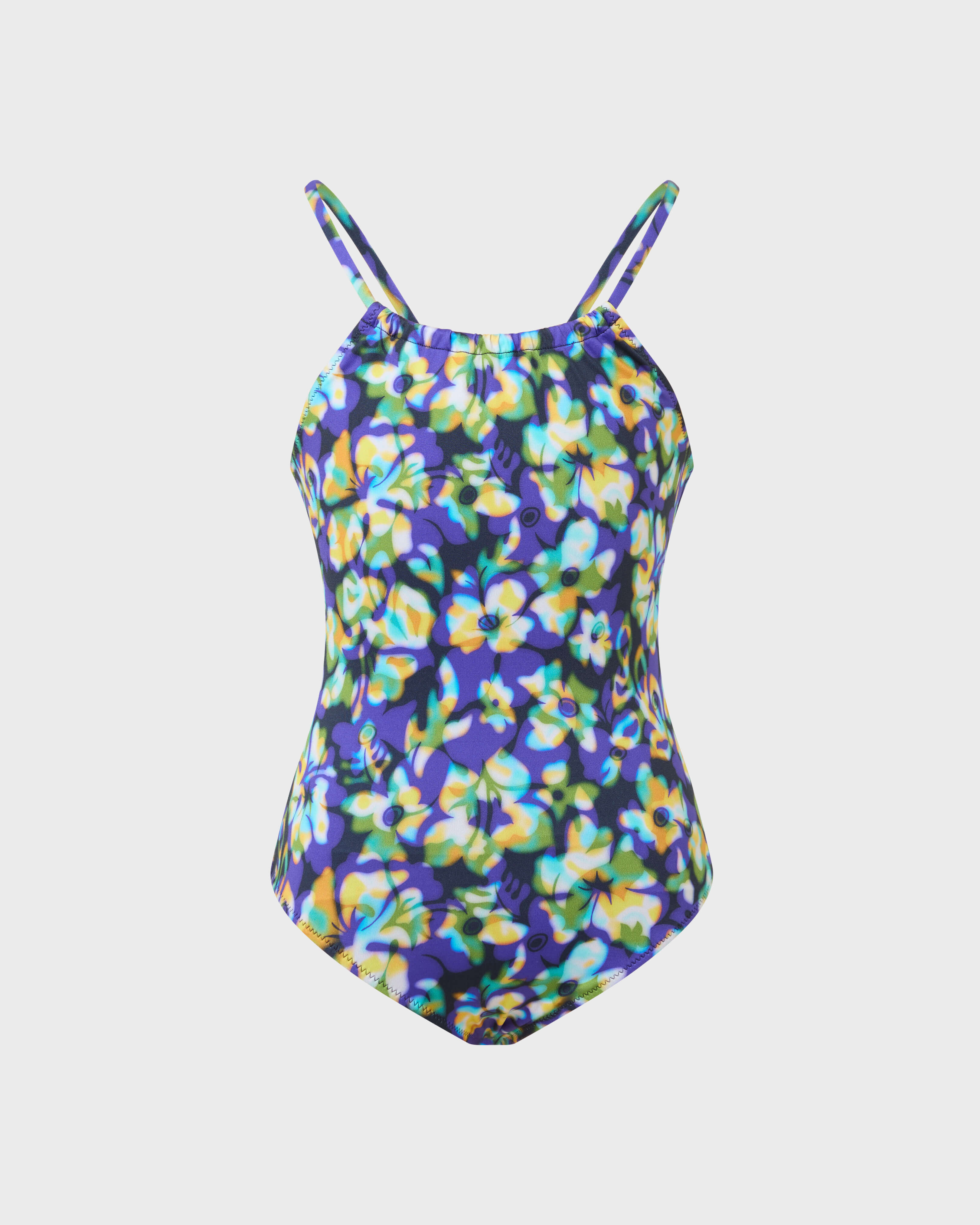 Maillot de bain une pièce fille Frangipanier Trouble BLEU MARINE front view