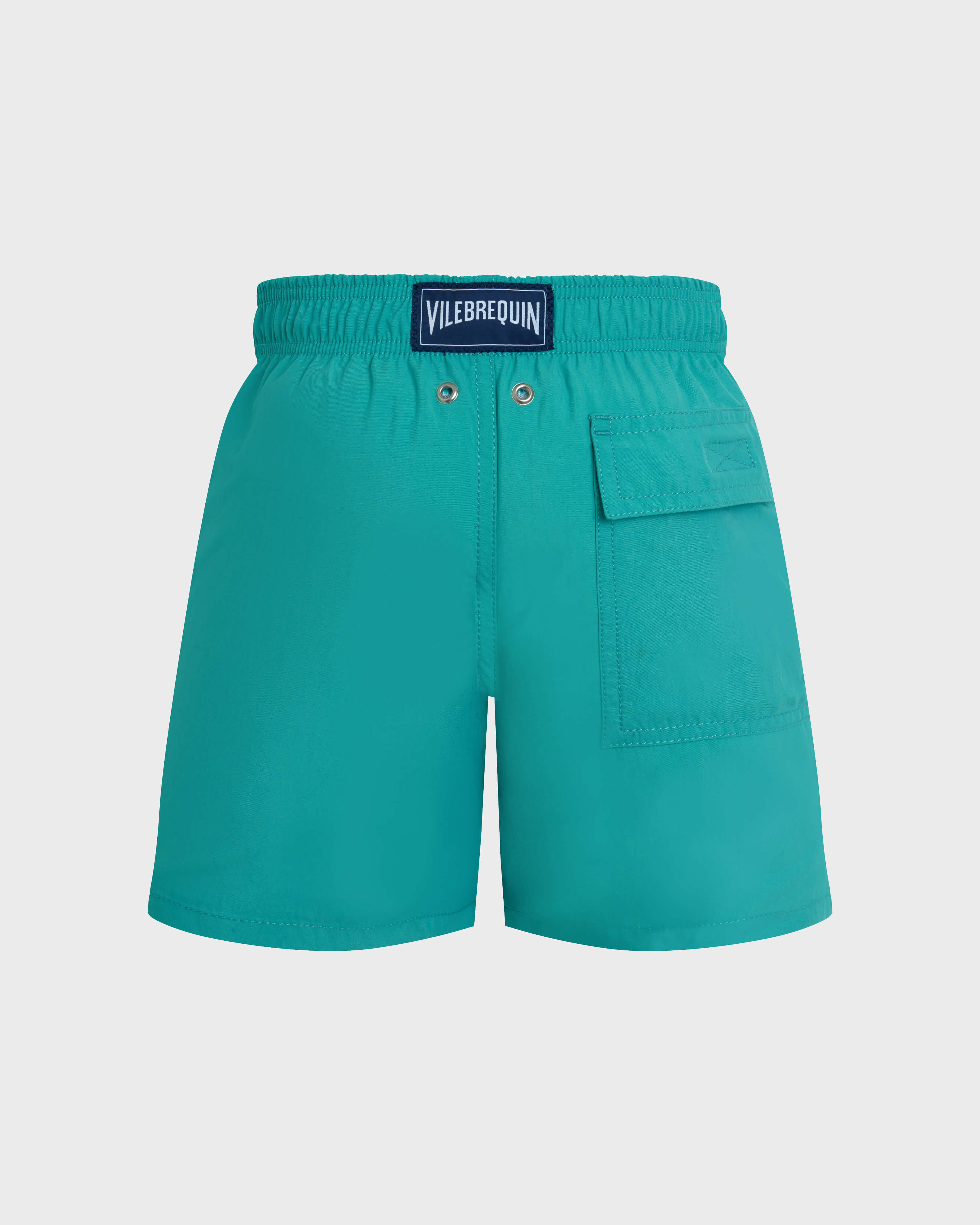 Boys Swim Shorts Water-reactive Whales DISCO GREEN back view