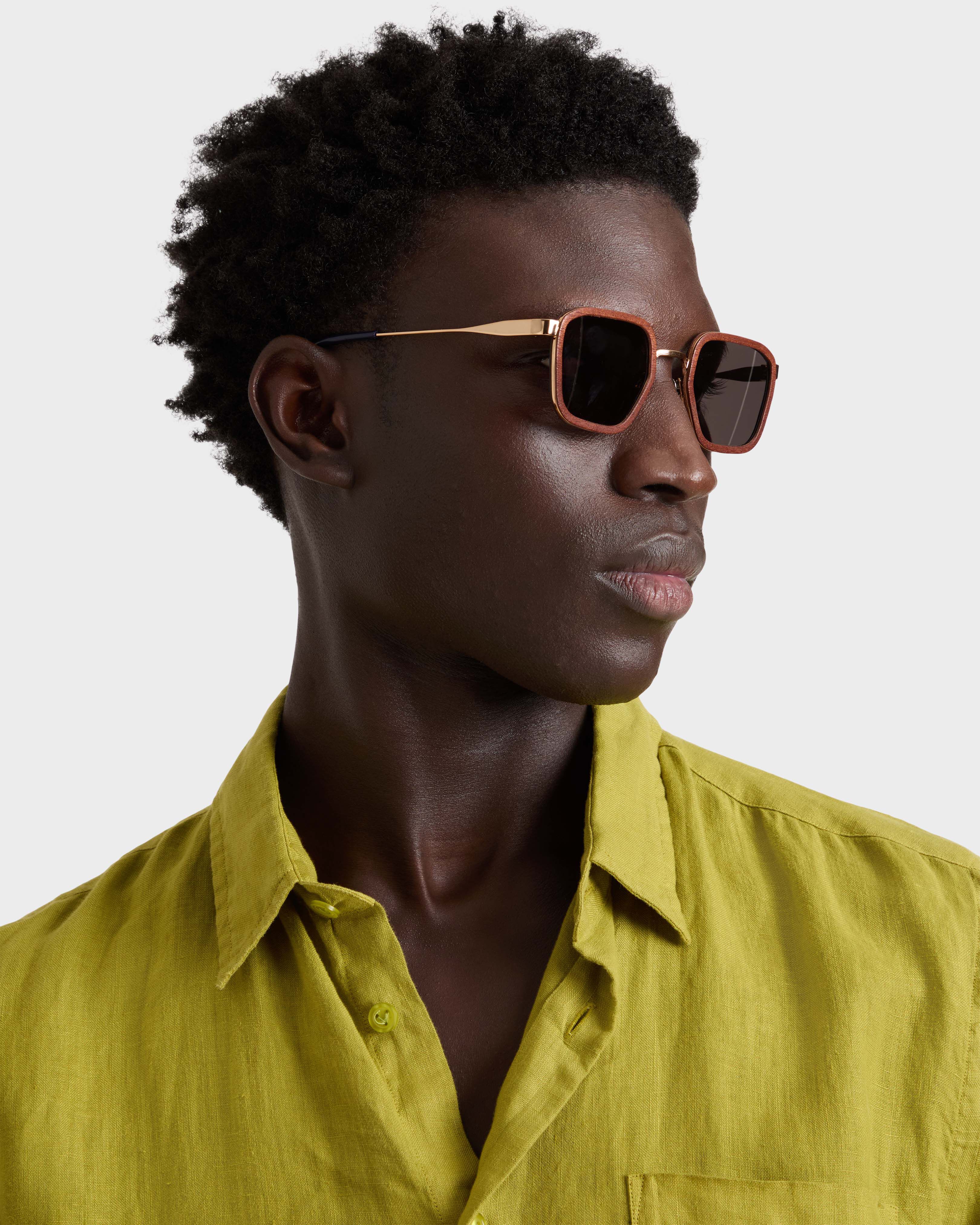 Lunettes en bois d'acajou unisexe PINK GOLDEN frontworn view