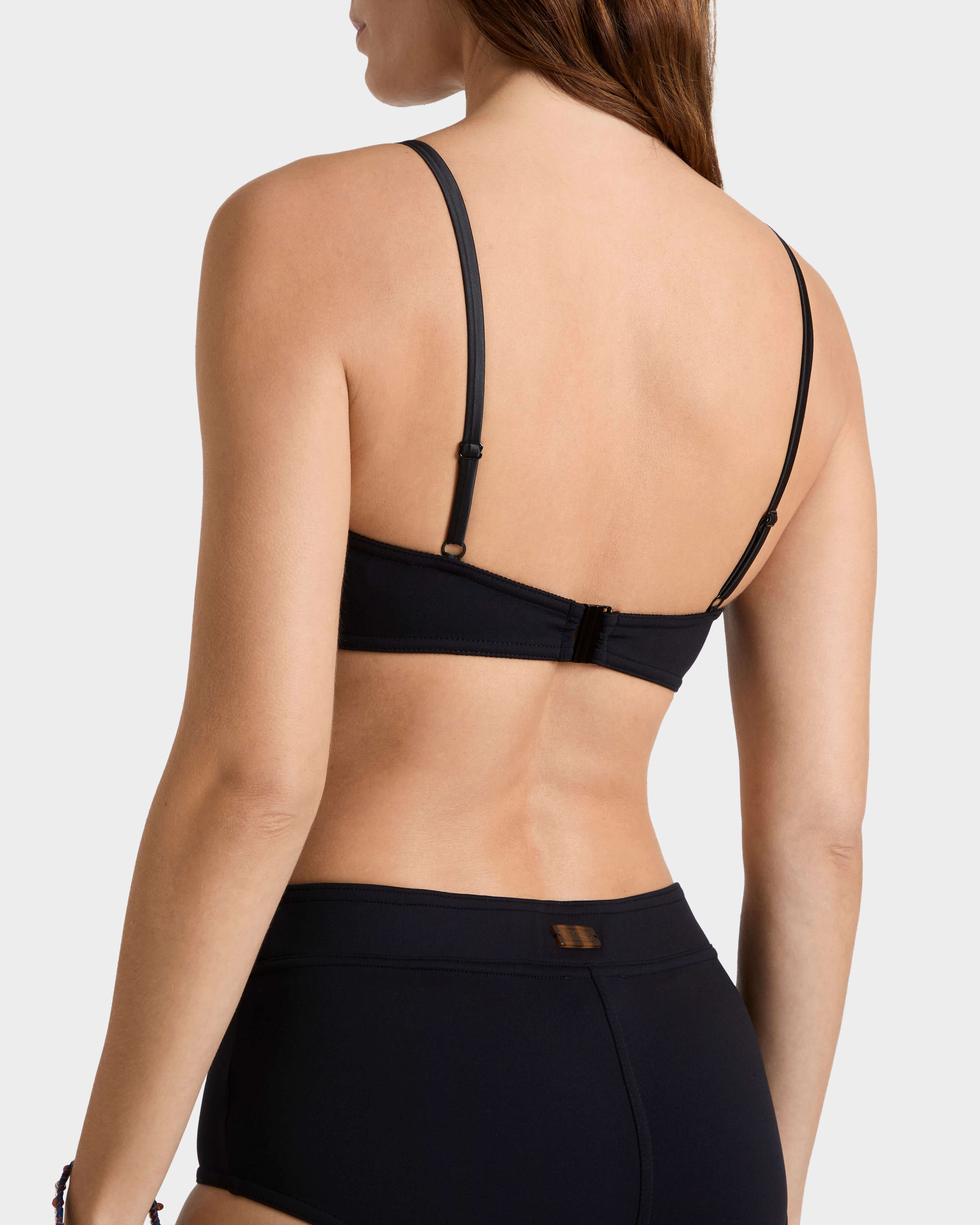 Haut de maillot de bain brassière sculptante femme uni NOIR backworn view