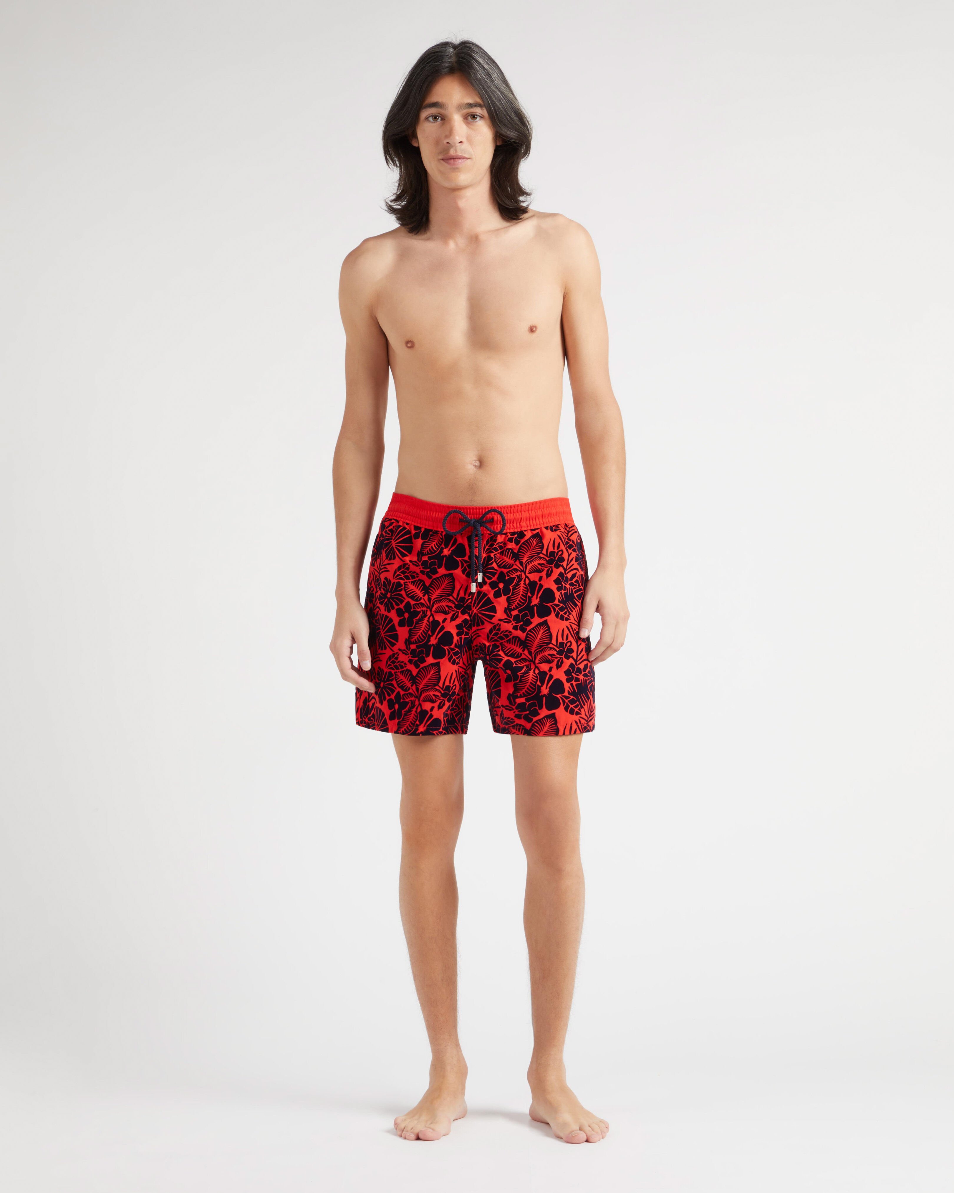 Pantaloncini mare uomo floccati Flowers PAPAVERO frontworn view