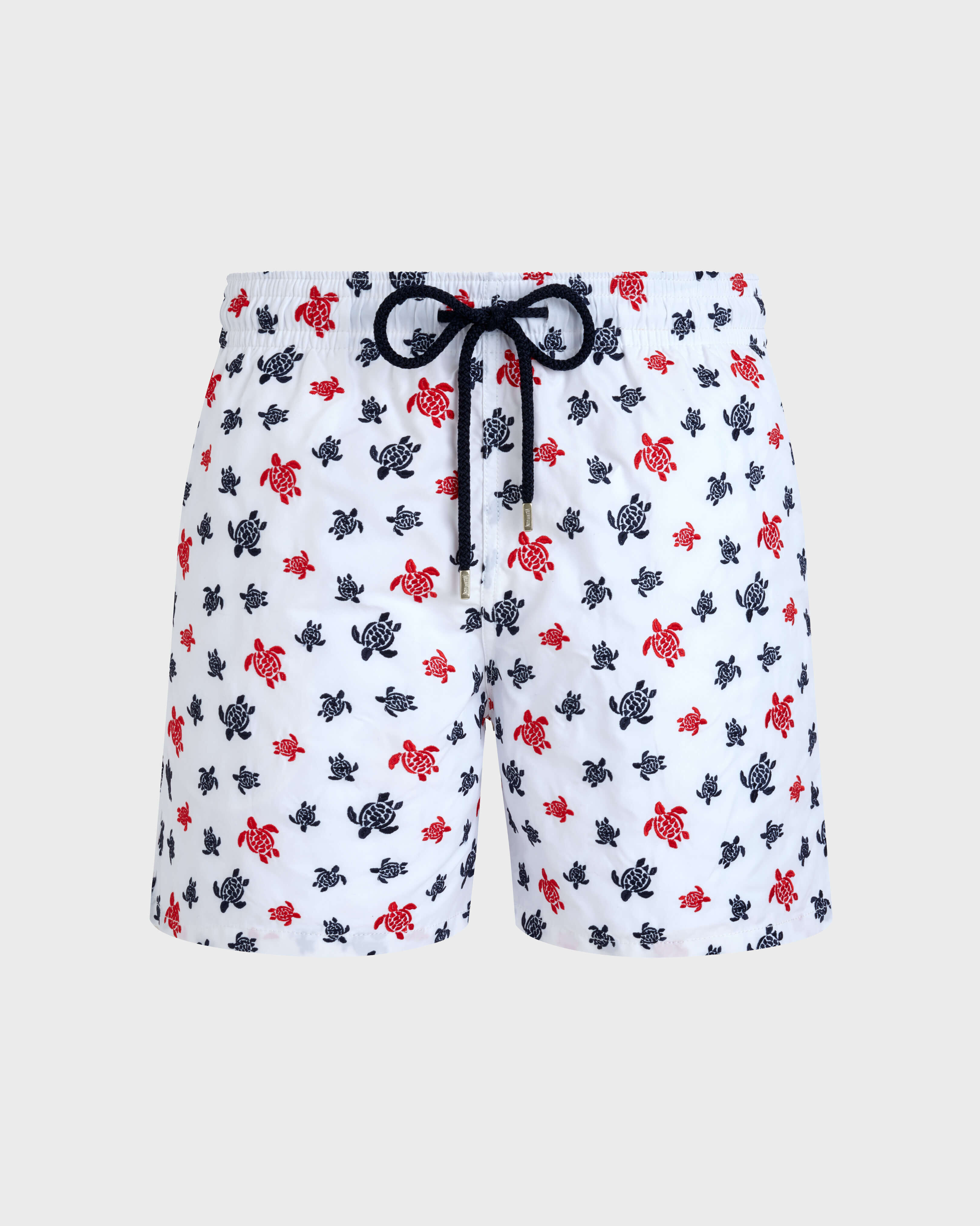 Men Swim Shorts Embroidered Micro Ronde des tortues - Limited Edition WHITE front view