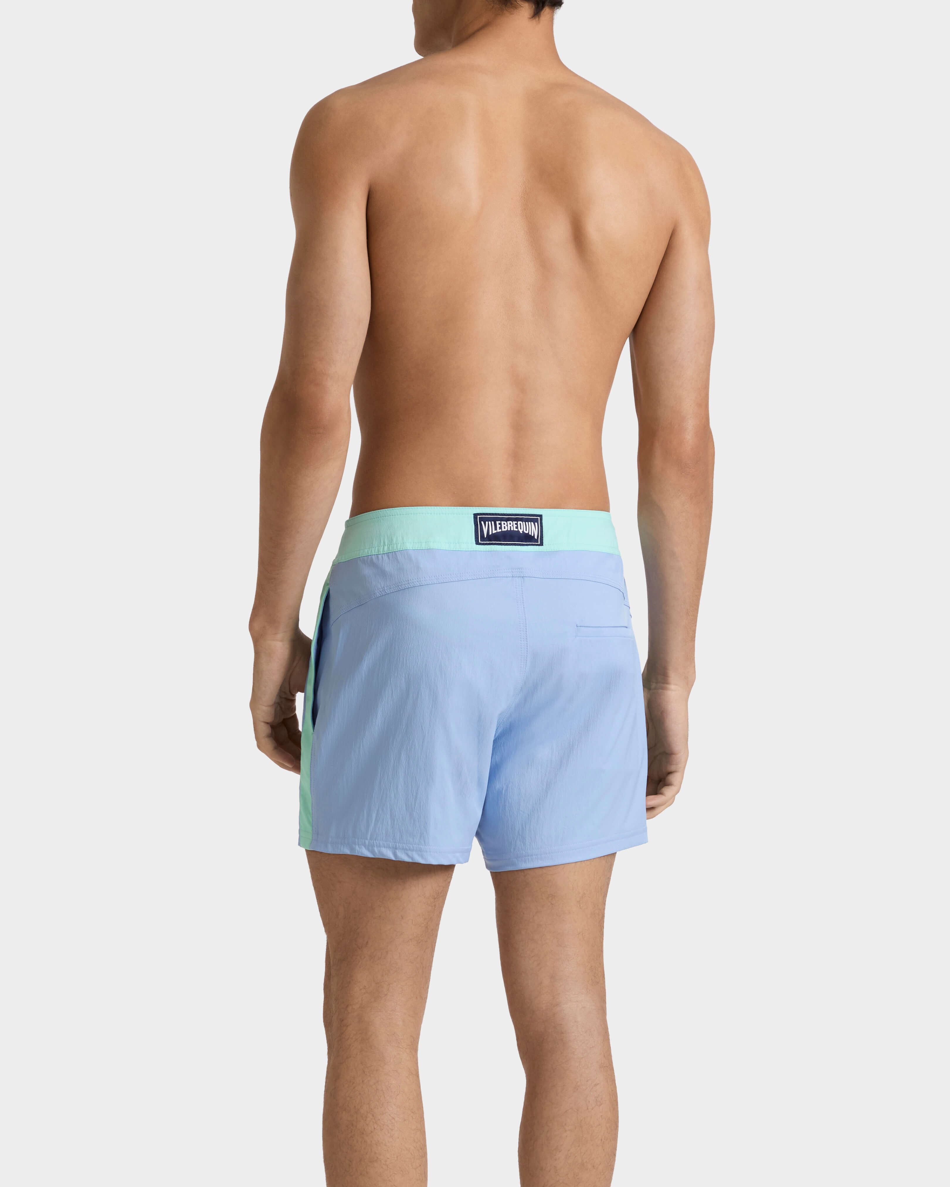 Maillot de bain court stretch ceinture plate homme color Block CLOUDY backworn view