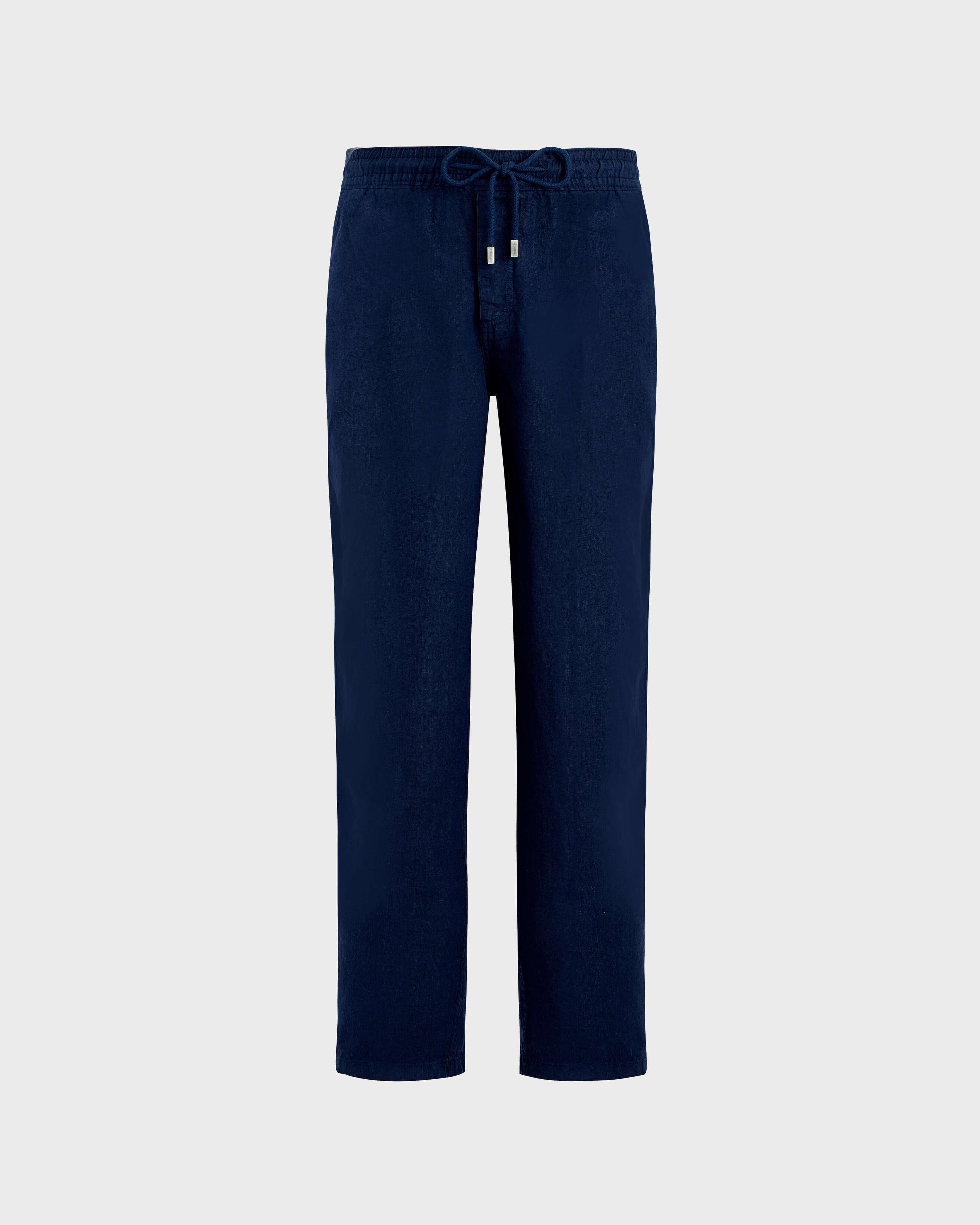Pantalon amplio de lino de color liso para hombre AZUL MARINO front view