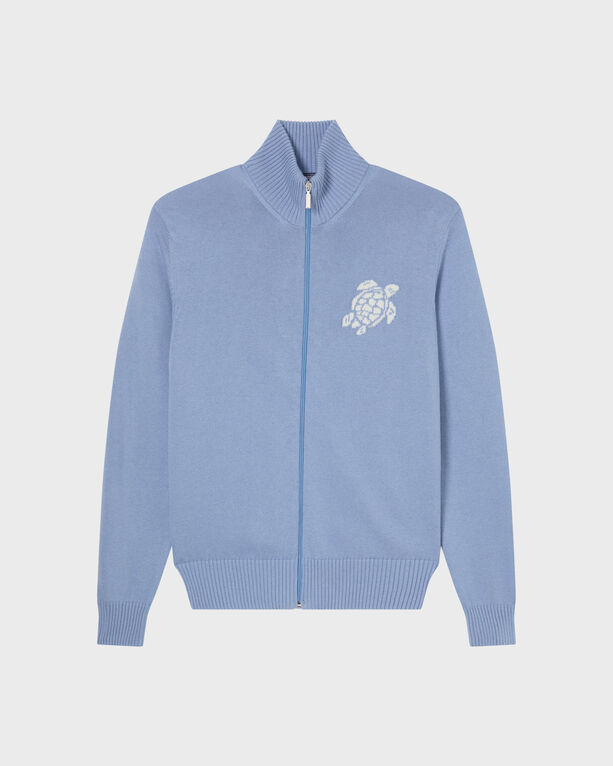 Vilebrequin - Men Cotton And Cashmere Full Zip Sweater Turtle - Pullover - Petrus - Blue - Size M