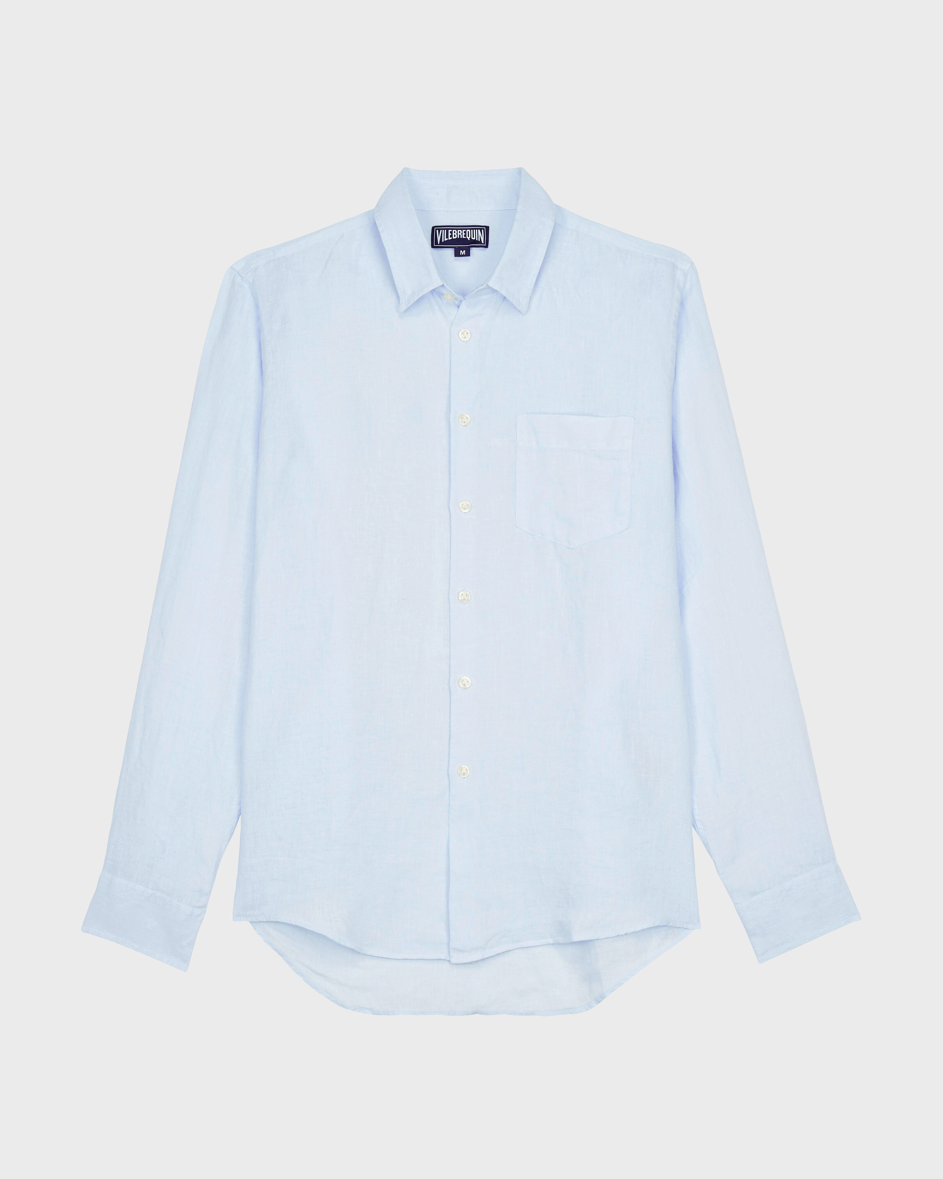 Men Linen Shirt Solid SKY BLUE front view