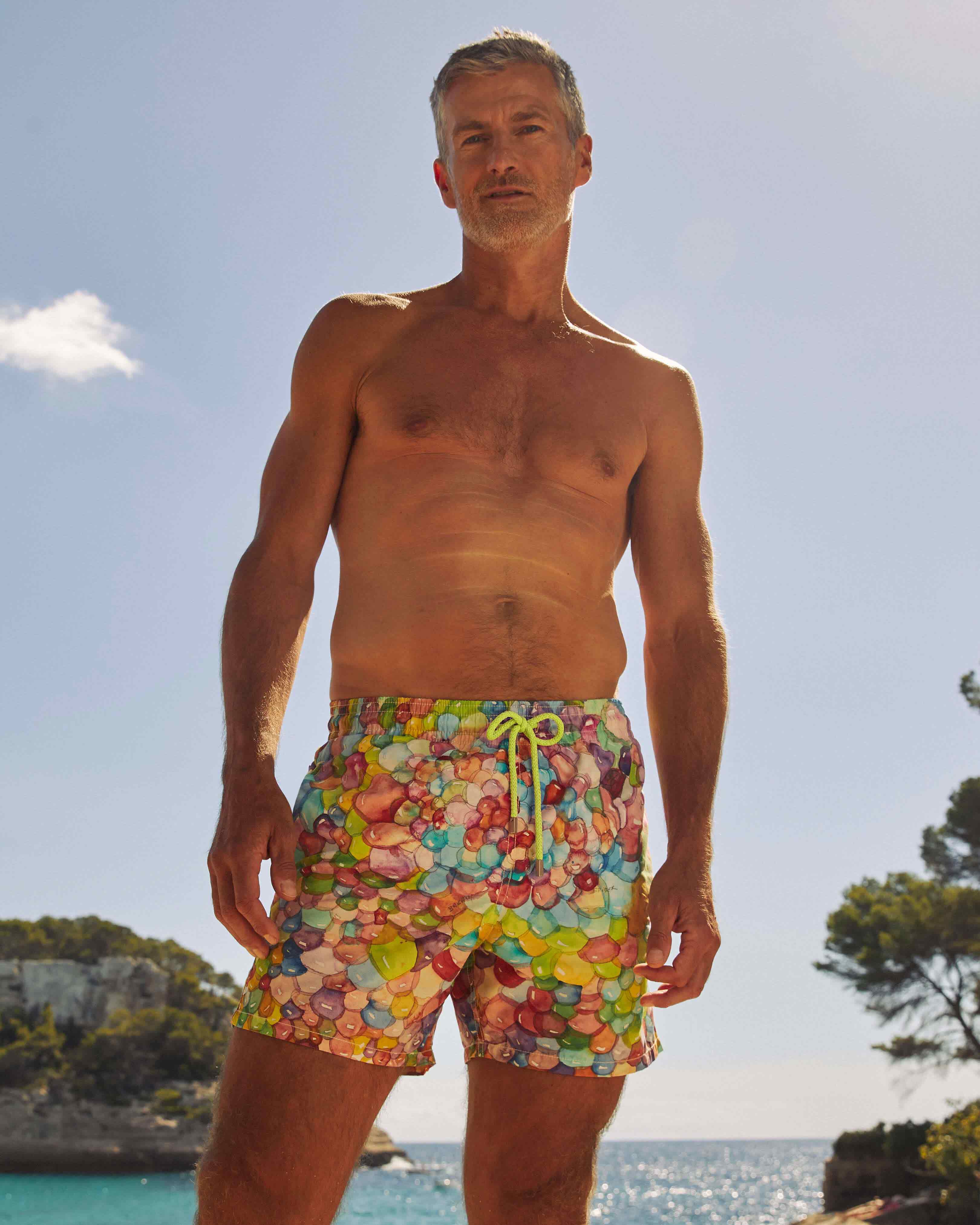 Men Swim Trunks Multi Bubbles - Vilebrequin x Fabrice Hyber PAPIER lifestyle view