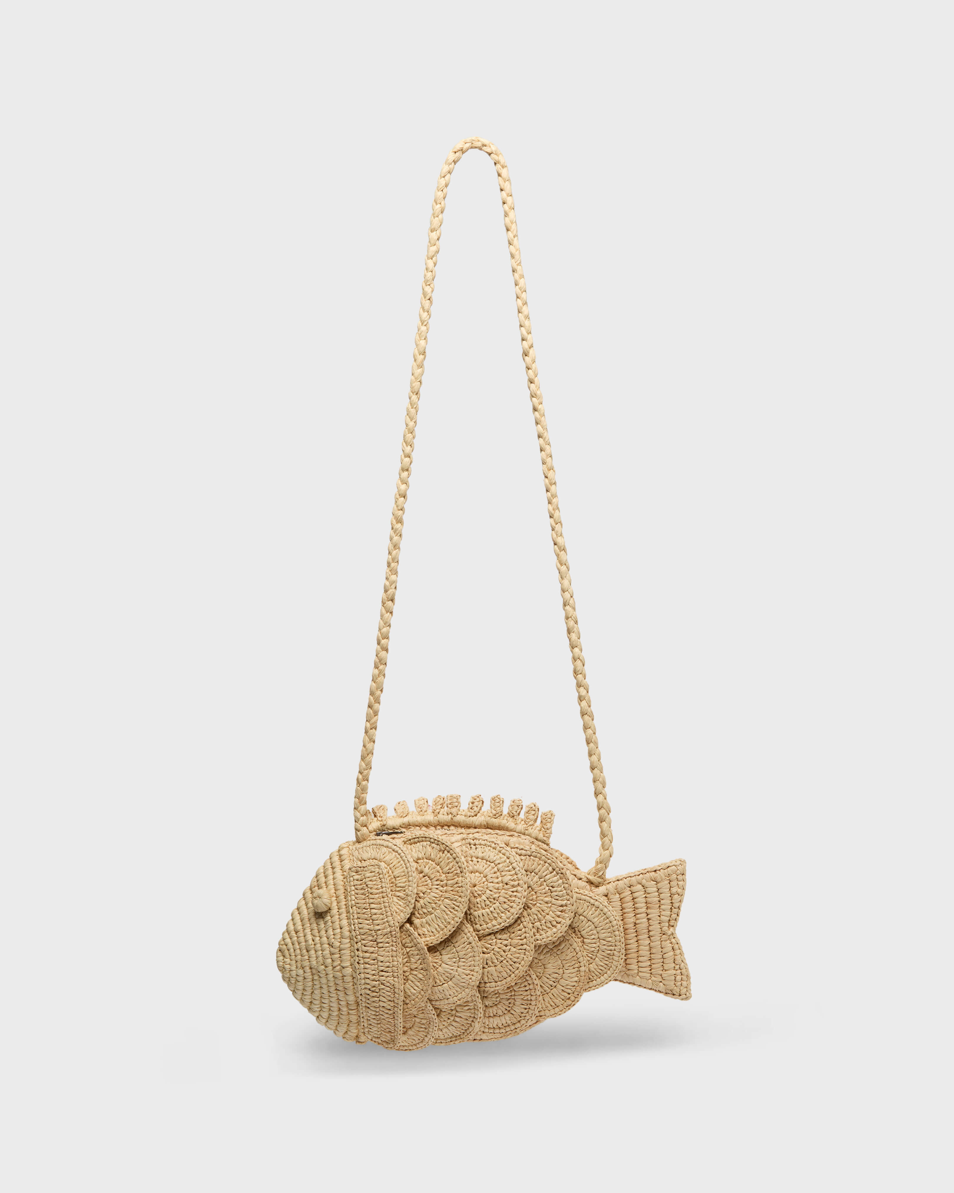 Große Fisch-Handtasche aus Bast für Damen NATURAL front view