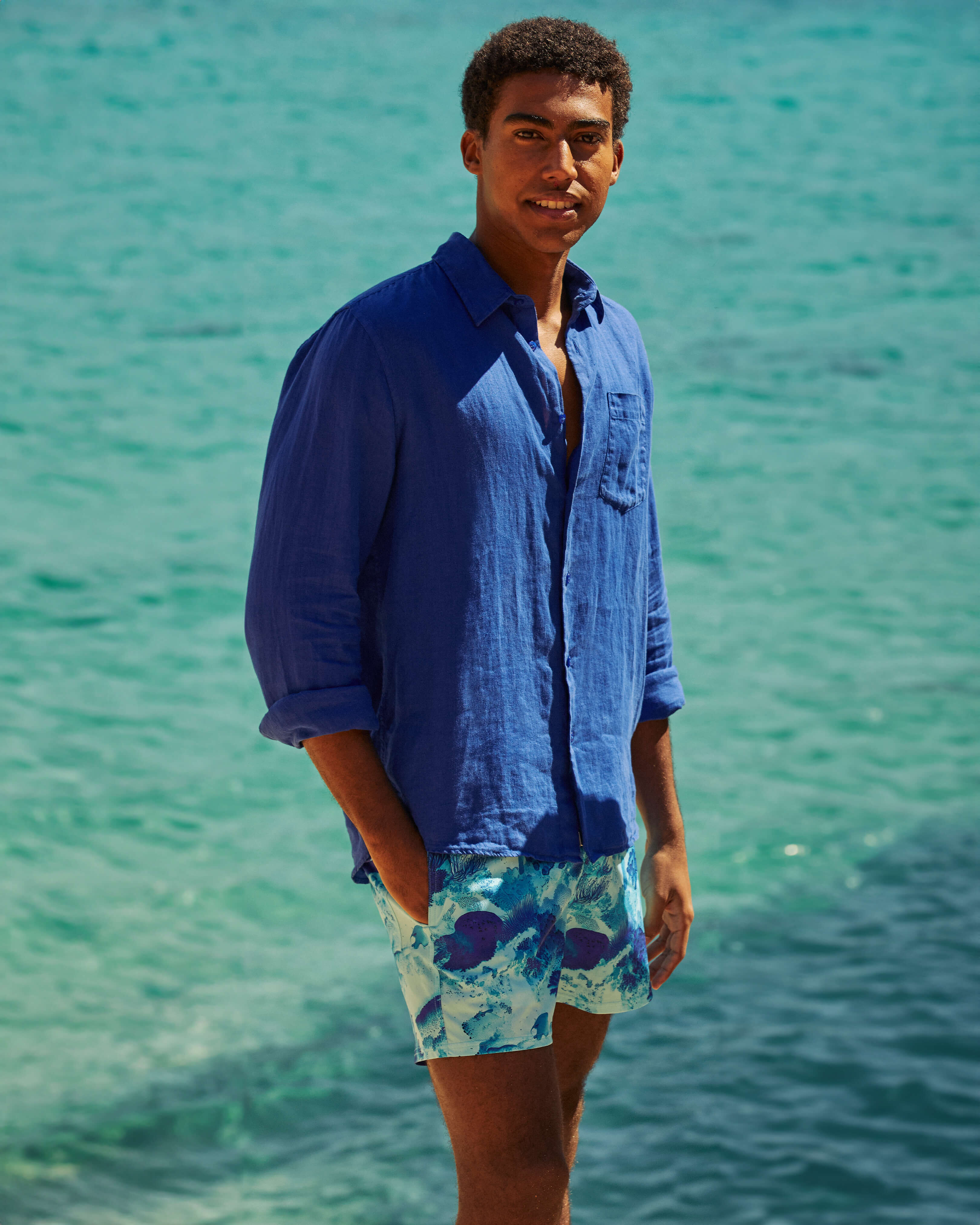 Bañador corto elástico con estampado Coral Reef para hombre OXYGENE lifestyle view