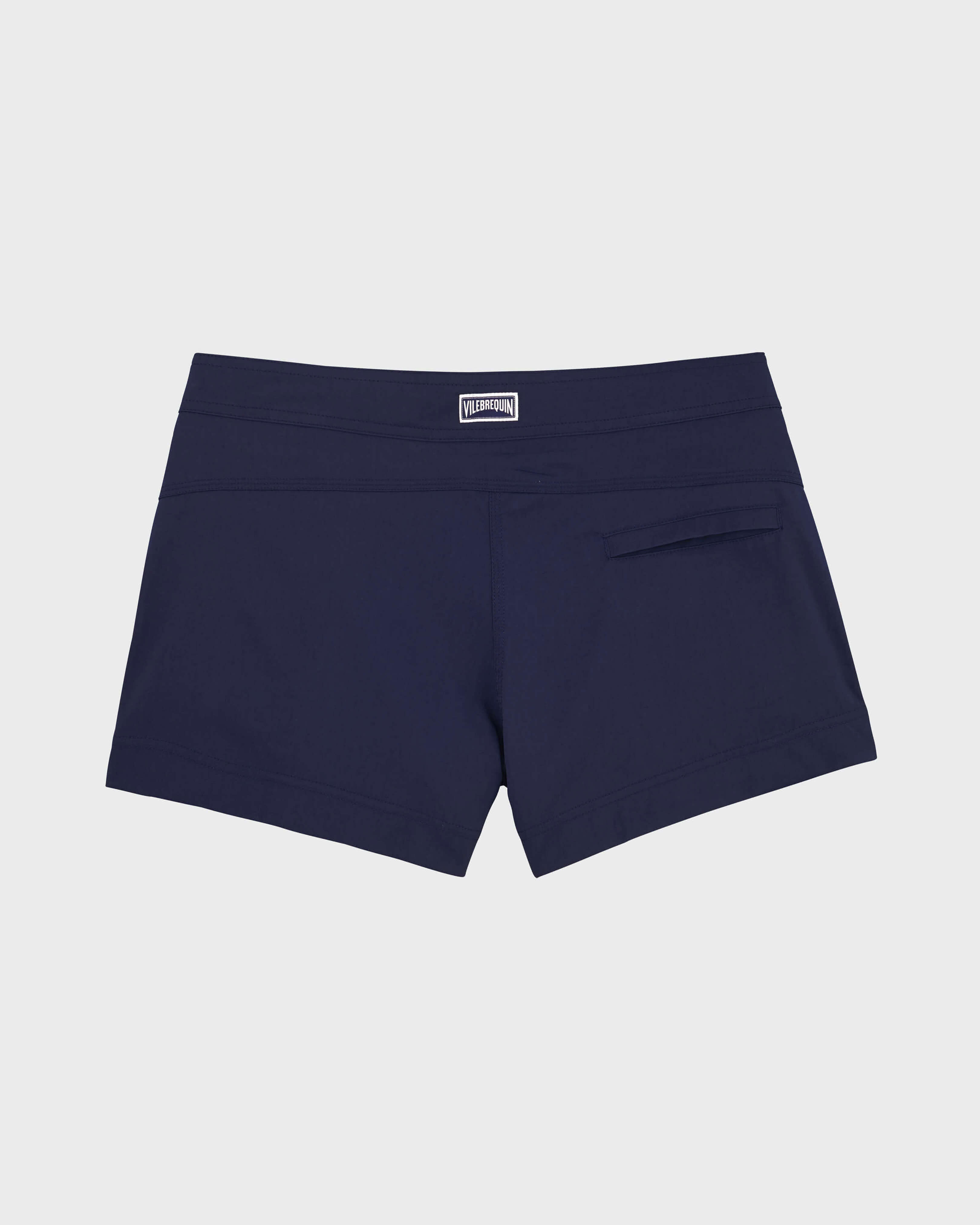 Pantalones cortos de baño en color liso para mujer AZUL MARINO back view