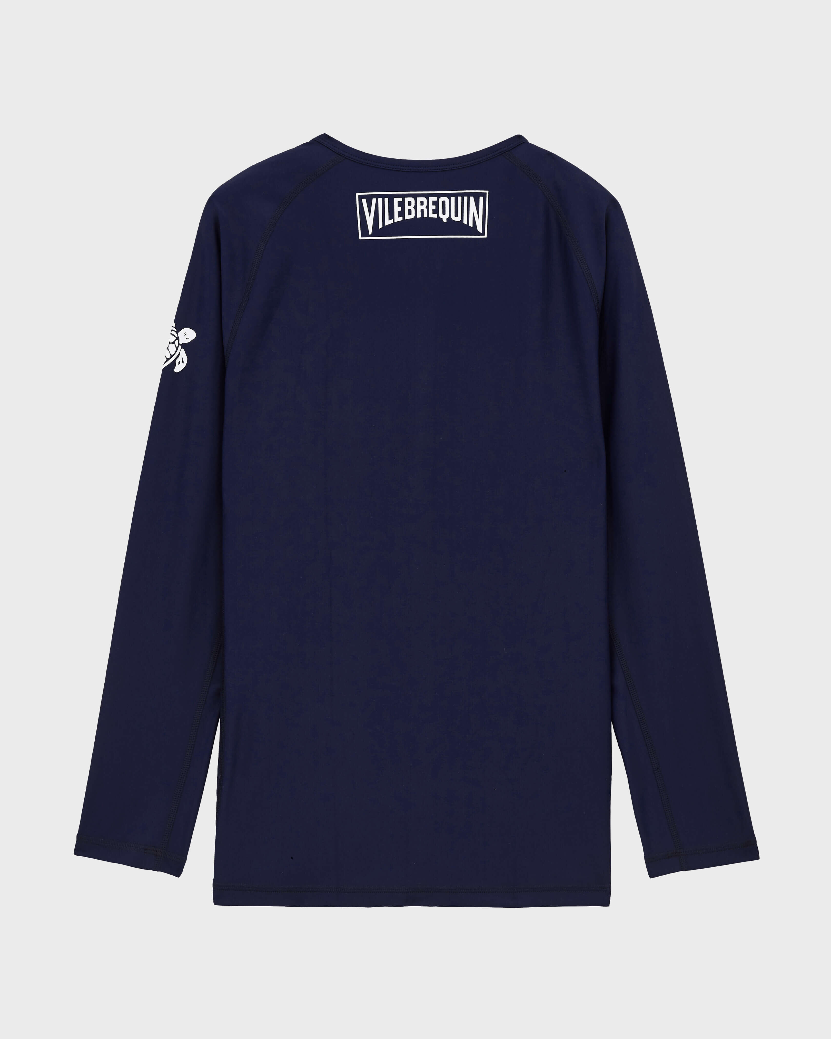 Men UV Protection Long Sleeves Zipper Rashguard Solid NAVY back view