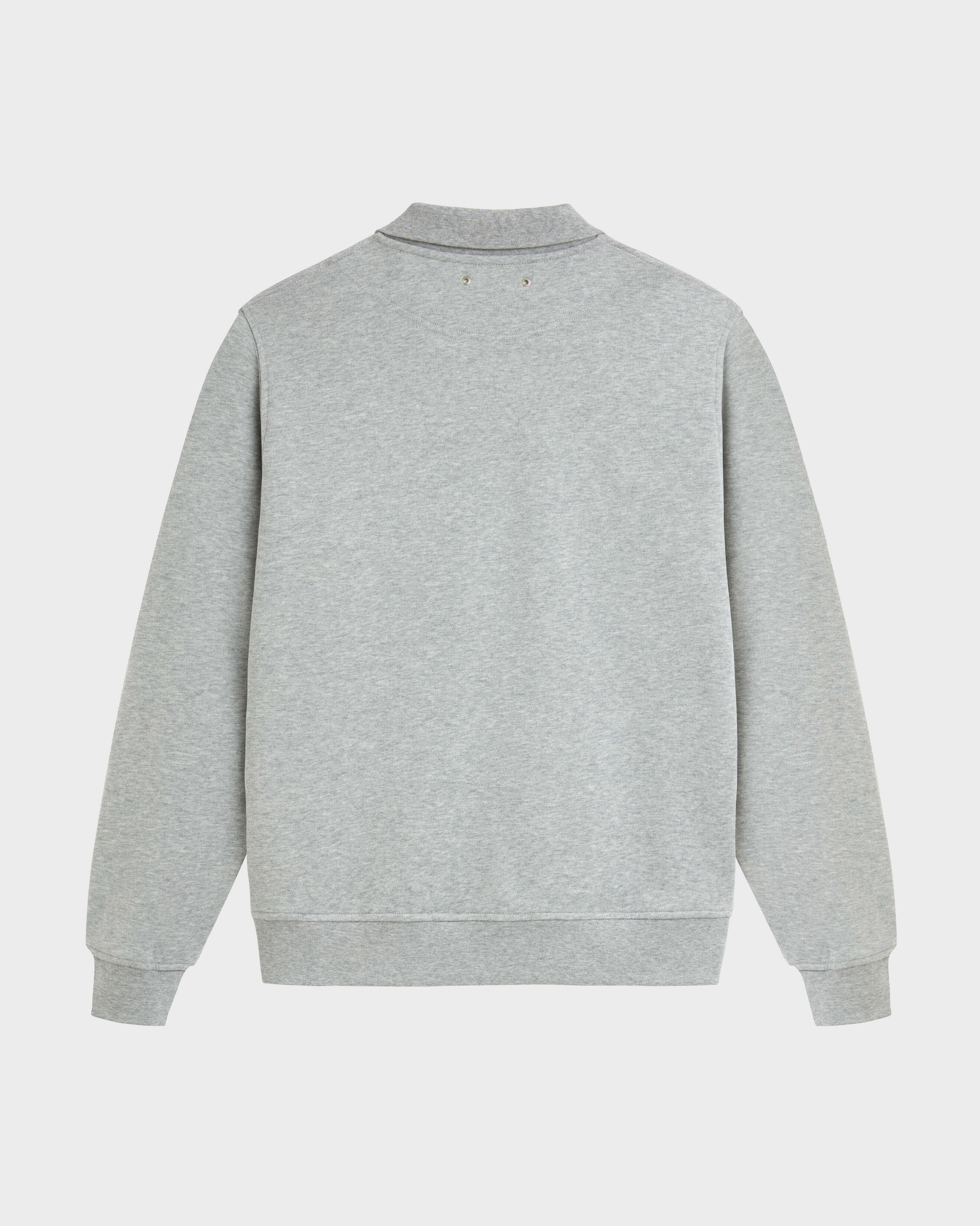 Men Cotton Full Zip Sweatshirt Stitched Logo HEATHER GREY back view
