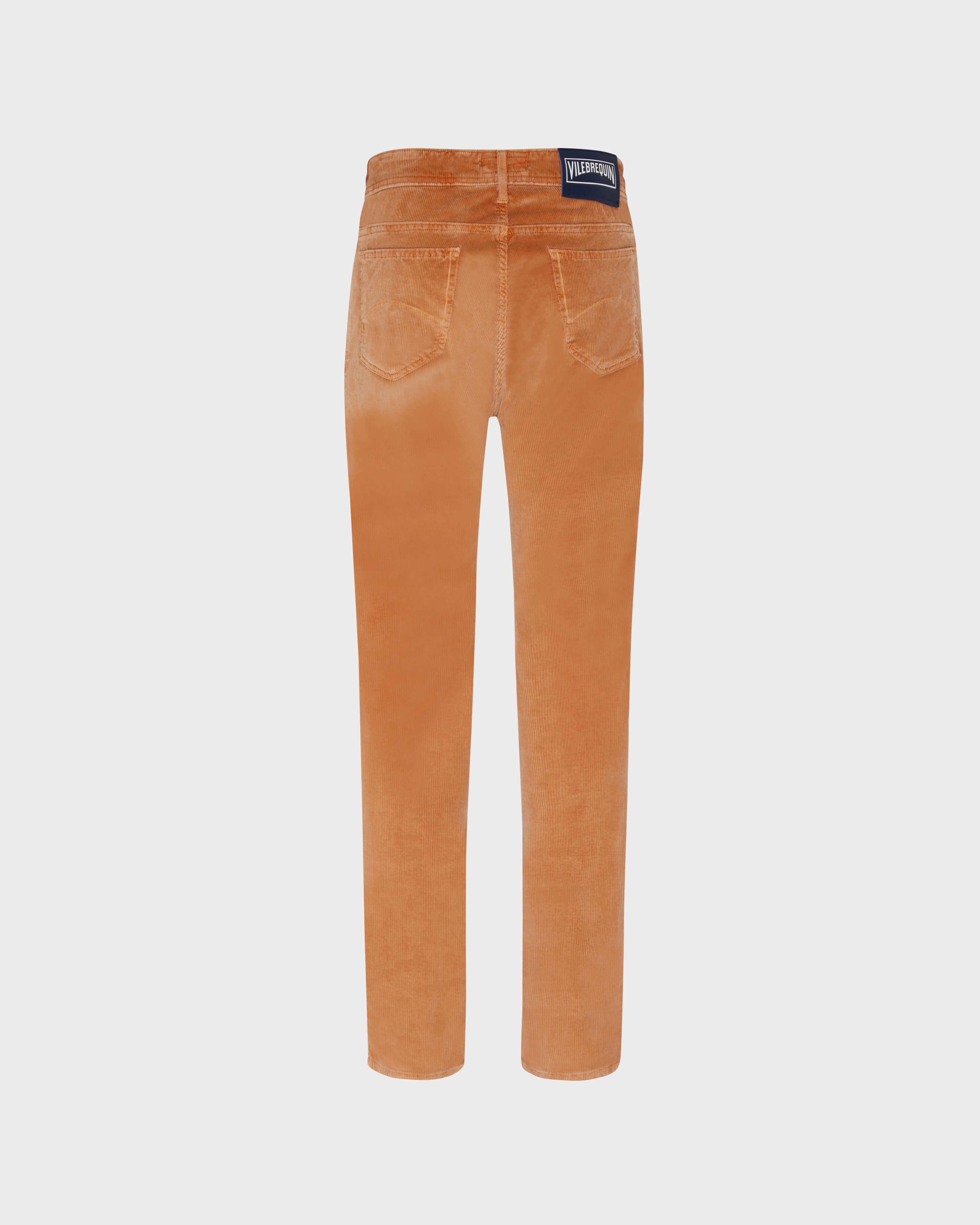 Men Vintage Faded 5-Pocket Corduroy Pants CARAMEL back view