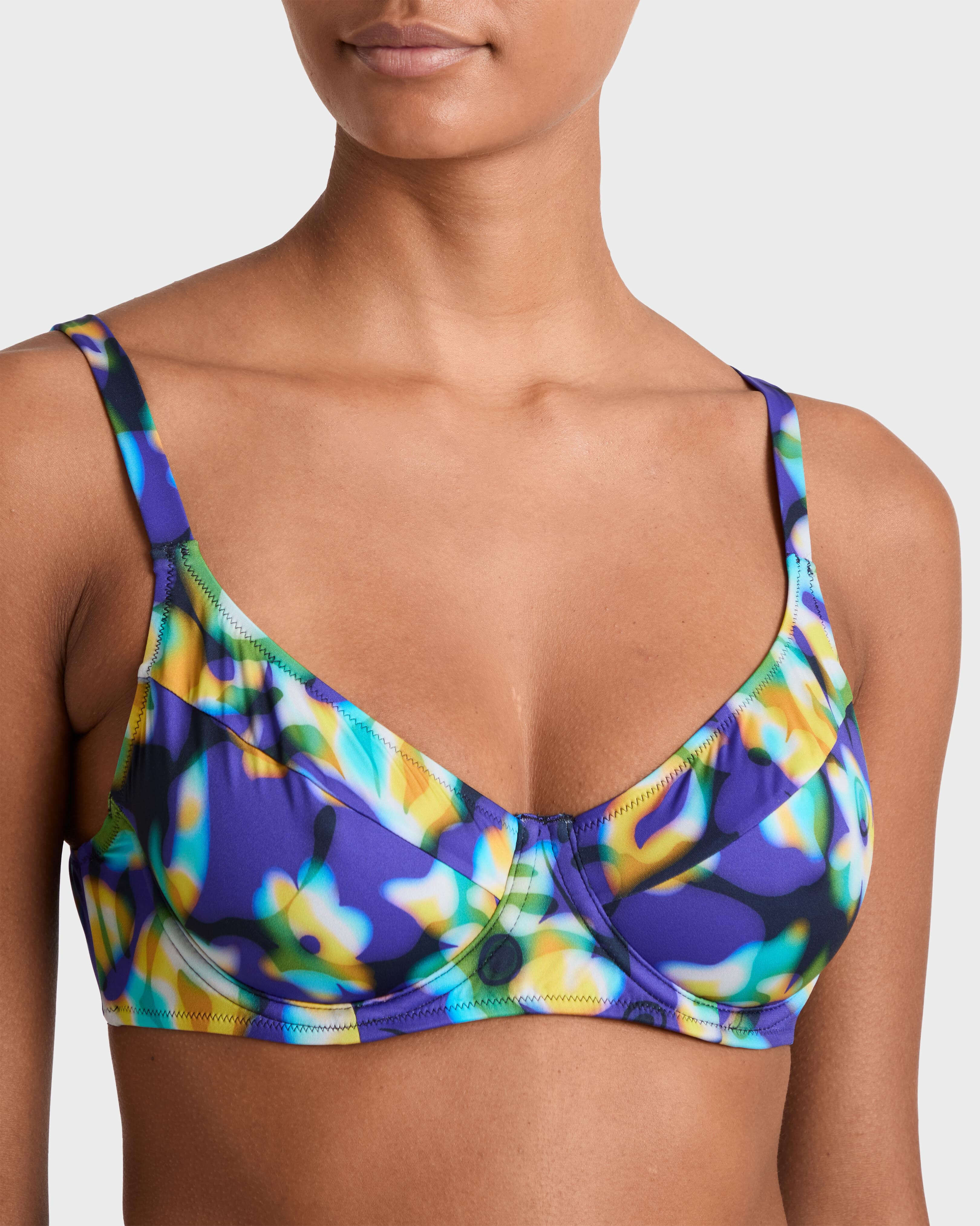 Haut de maillot de bain avec armatures femme Frangipanier Trouble BLEU MARINE supp1 view