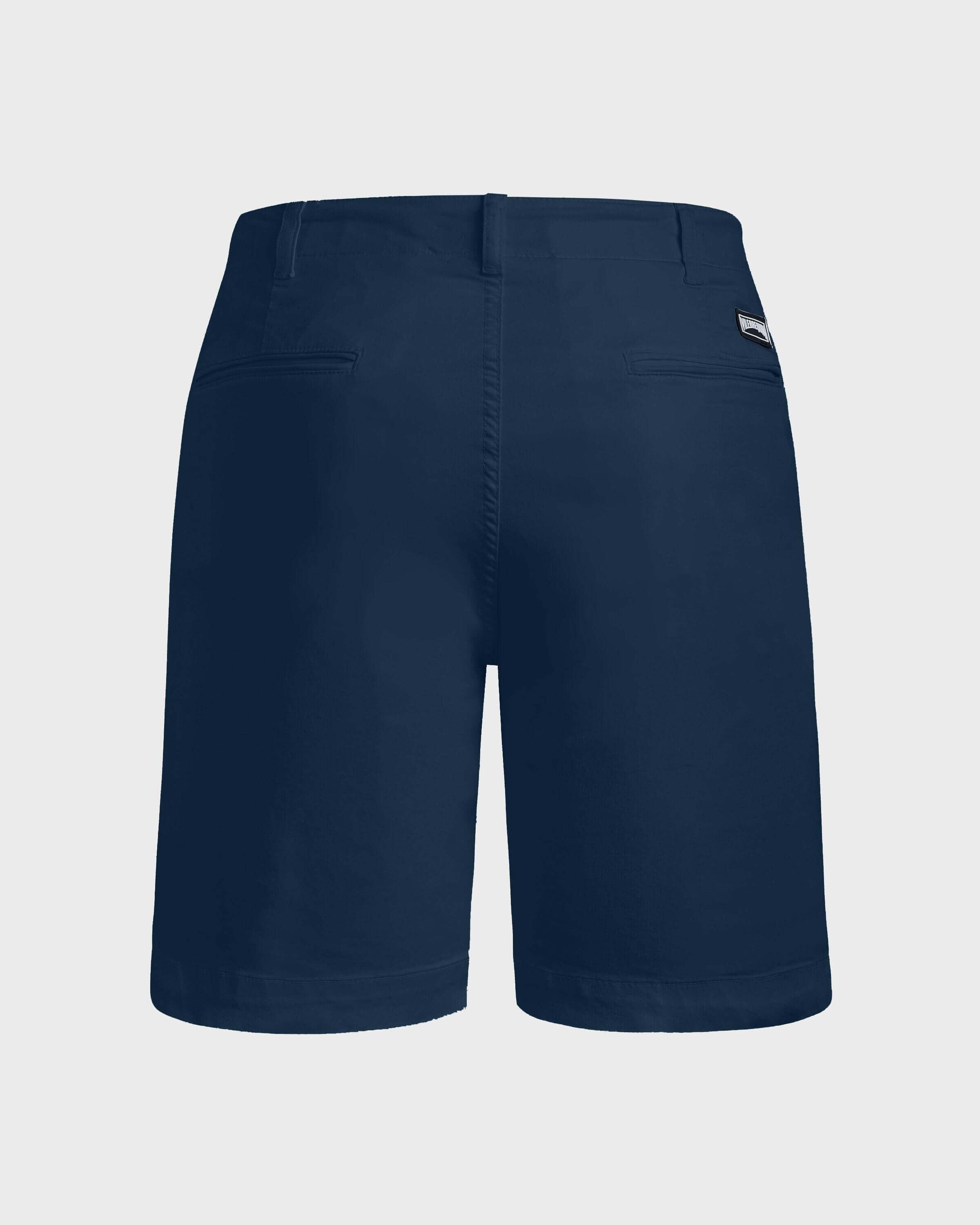 Men Tencel Satin Bermuda Shorts Solid NAVY back view
