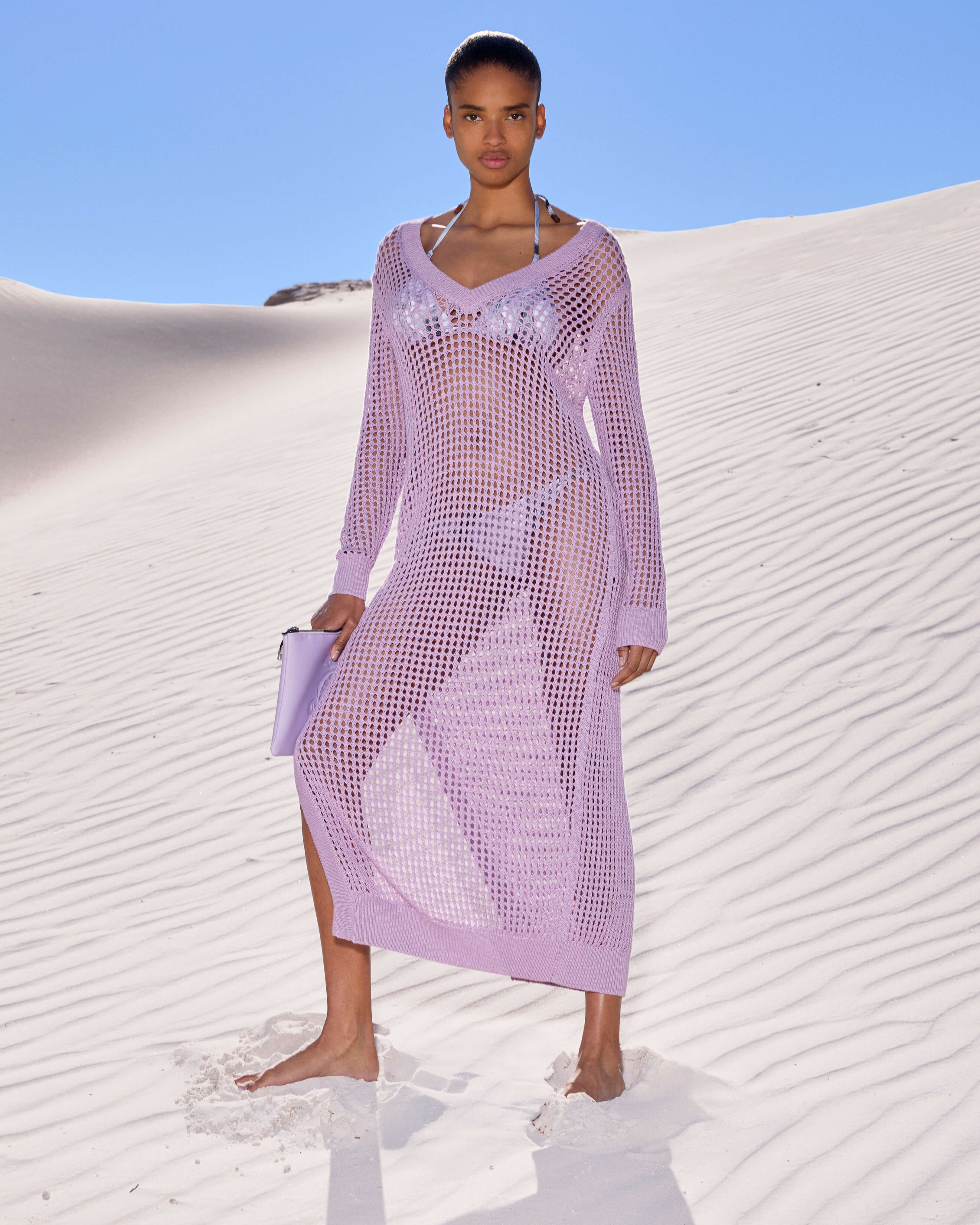 Vestido camisero de ganchillo de color liso para mujer FLEUR lifestyle view