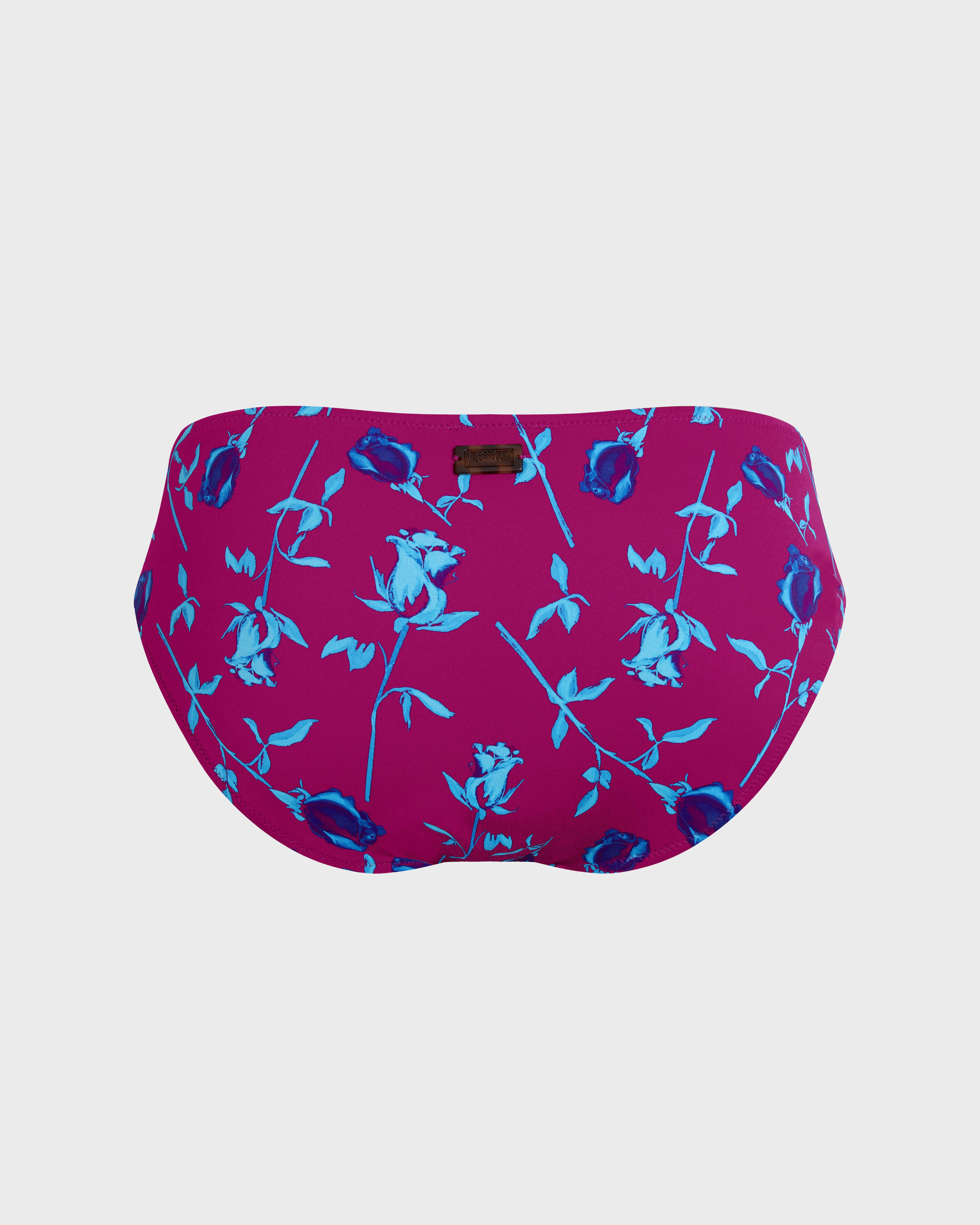 Bas de maillot de bain culotte midi femme Roses POURPRE back view