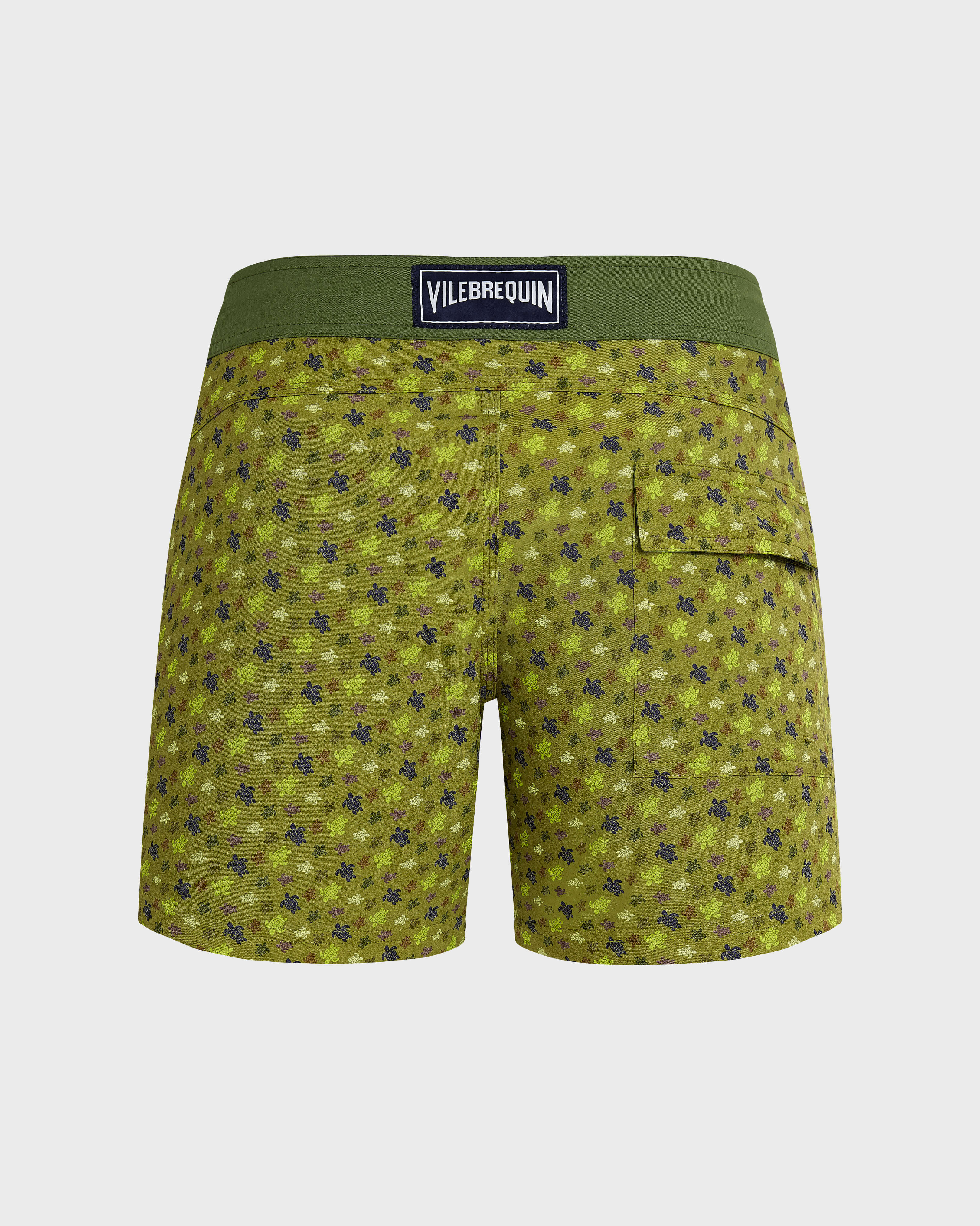 Maillot de bain court stretch ceinture plate homme Micro Ronde des Tortues ABSYNTHE back view