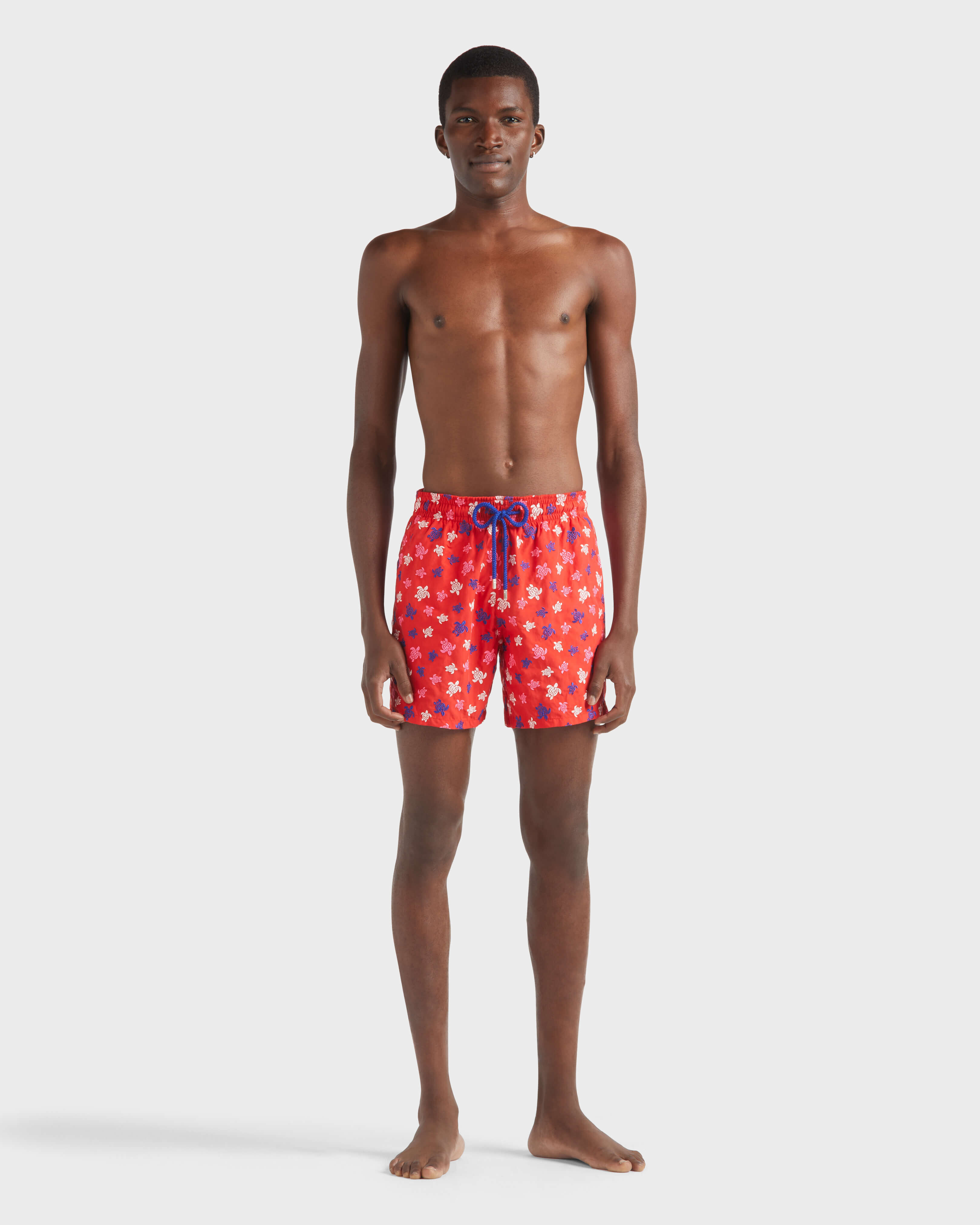 Pantaloncini mare uomo ricamati Ronde des Tortues - Edizione limitata PAPAVERO frontworn view