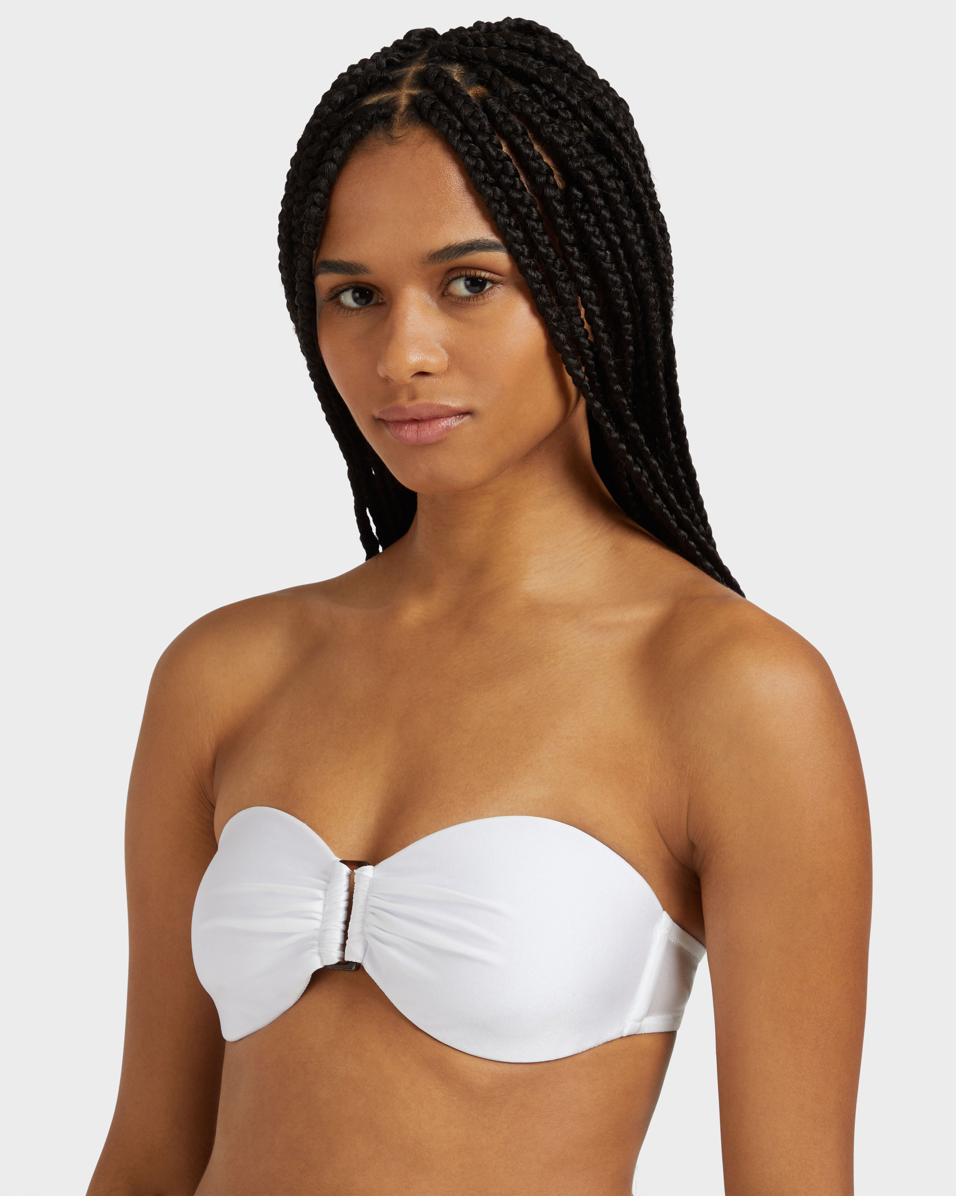 Shiny Stretch Solid Bandeau-Bikinioberteil für Damen WEISS supp2 view