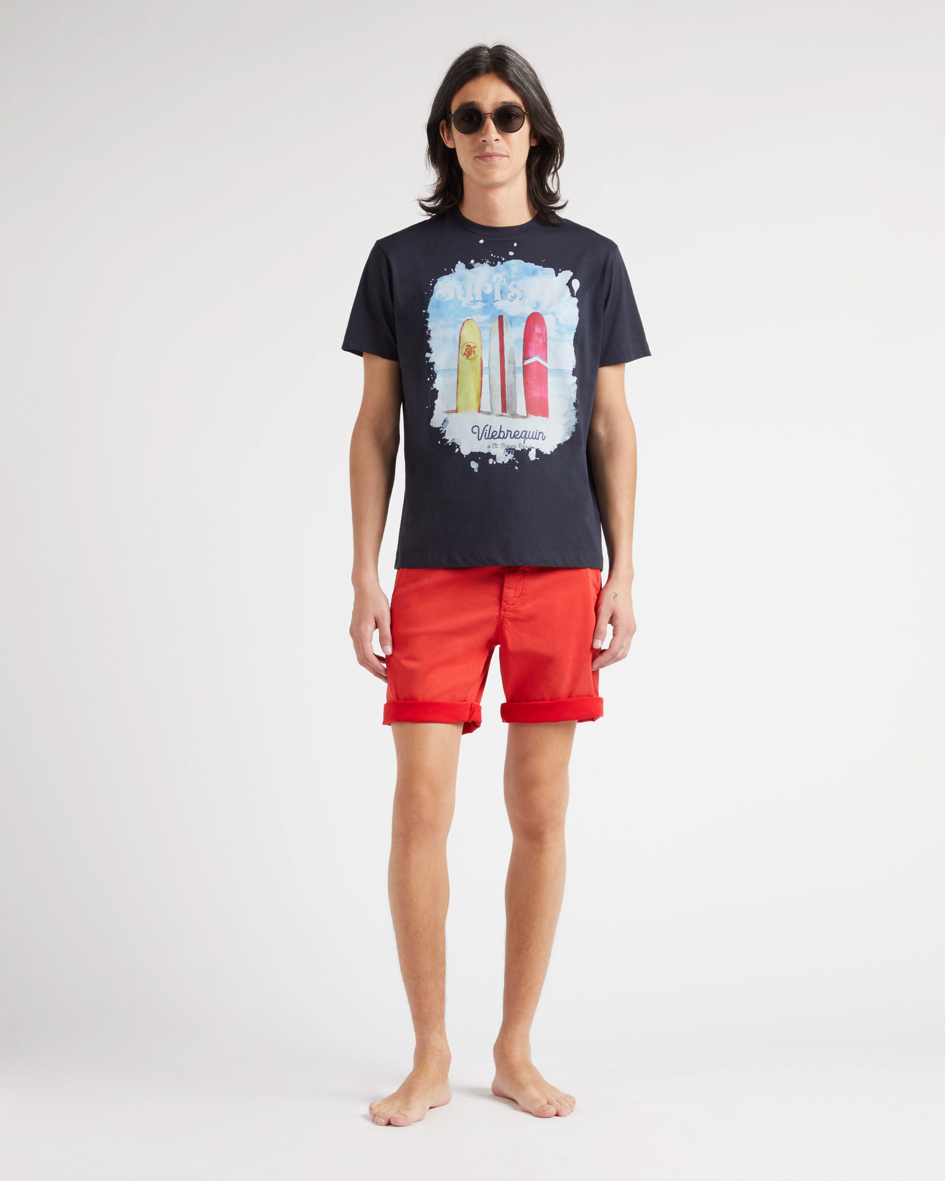 Bermuda uomo in raso e Tencel tinta unita PAPAVERO supp1 view
