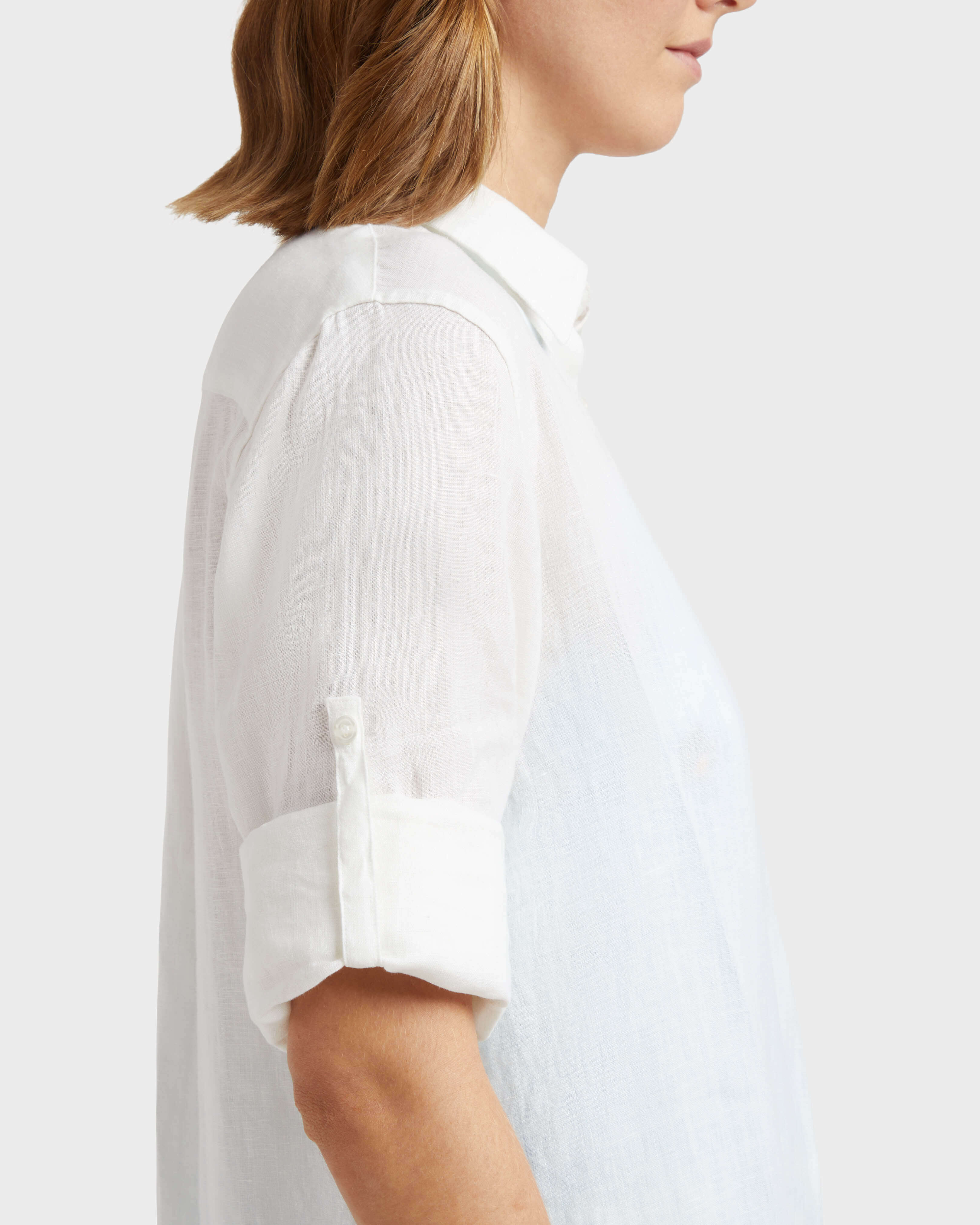 Women Linen Shirt Dress Solid WHITE supp2 view