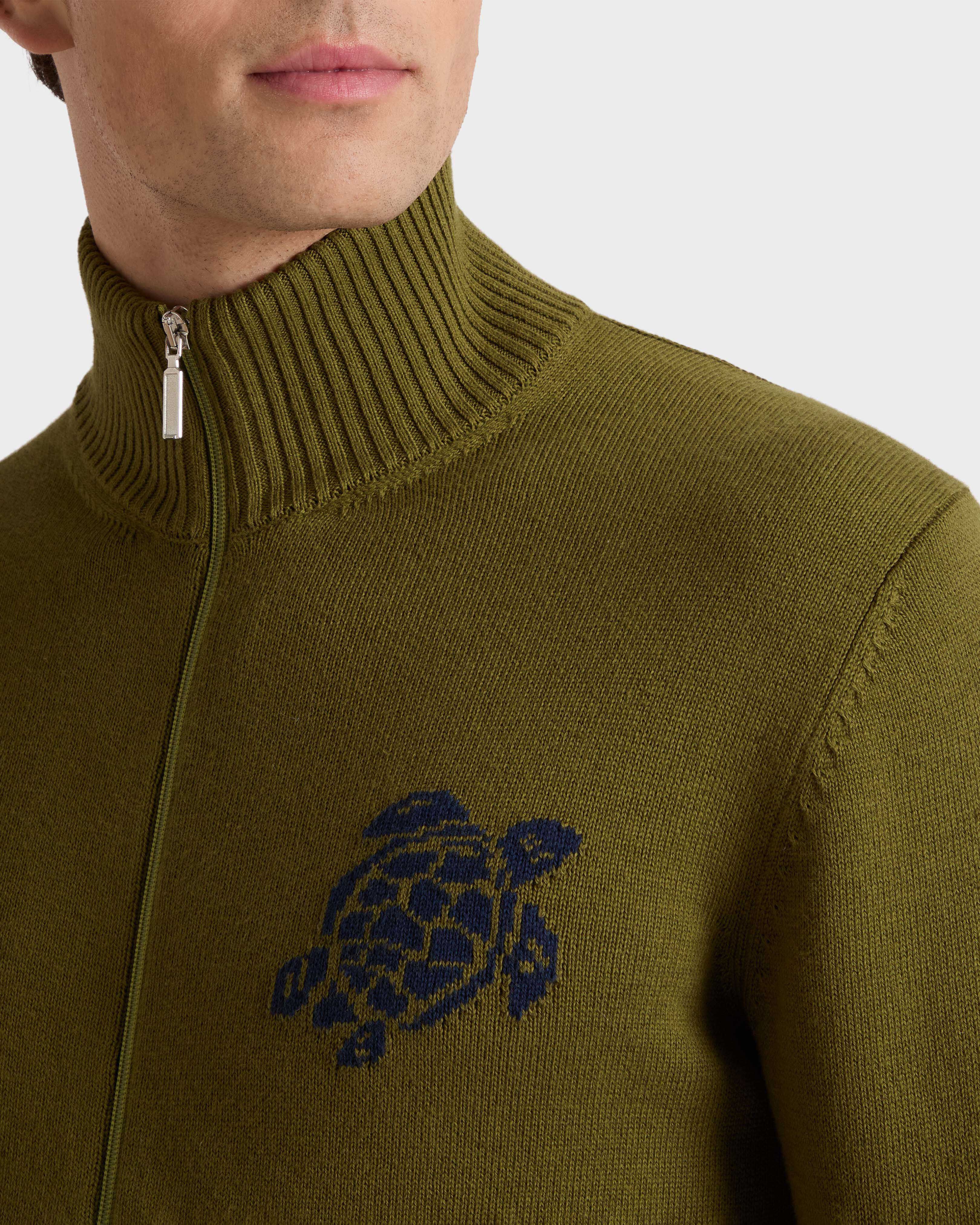 Turtle Pullover mit Reißverschluss aus Baumwolle und Kaschmir für Herren KHAKI supp1 view