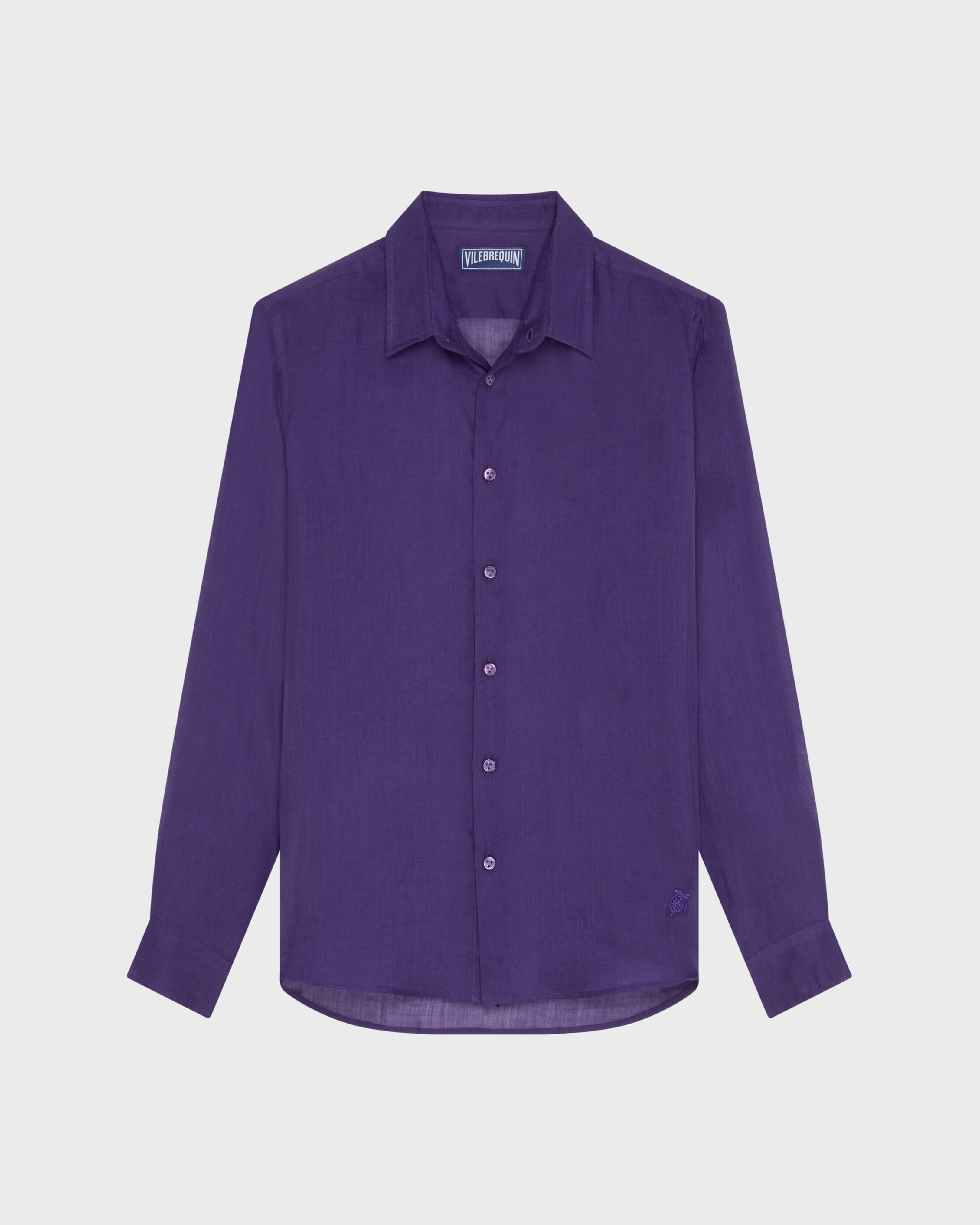 Men Solid Ramie Shirt VIOLETTE front view